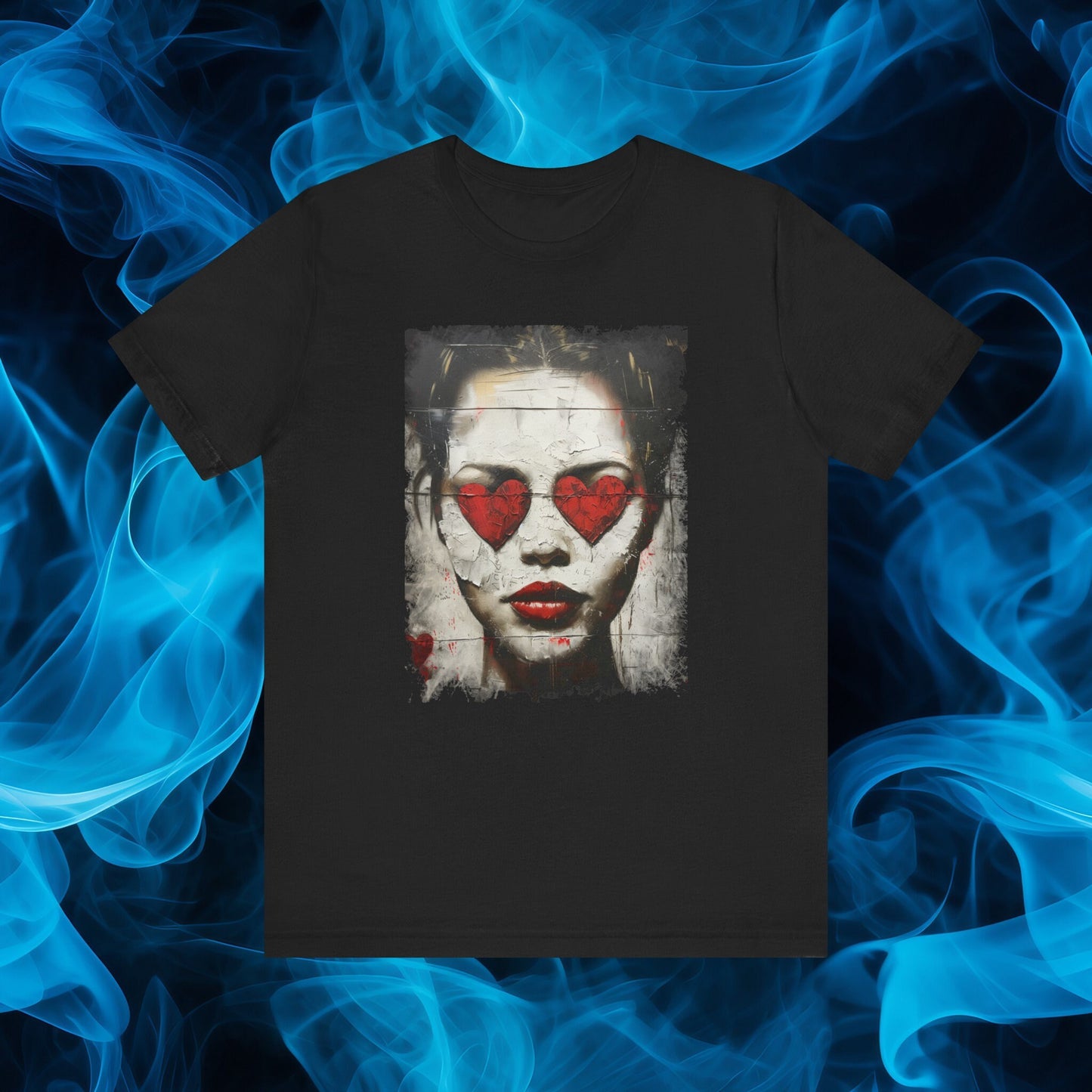 Love can make you Blind Heart eyes girl T - Shirt, Woman with hearts on her eyes shirt, Love hurts broken girl tee, you cannot see past Love