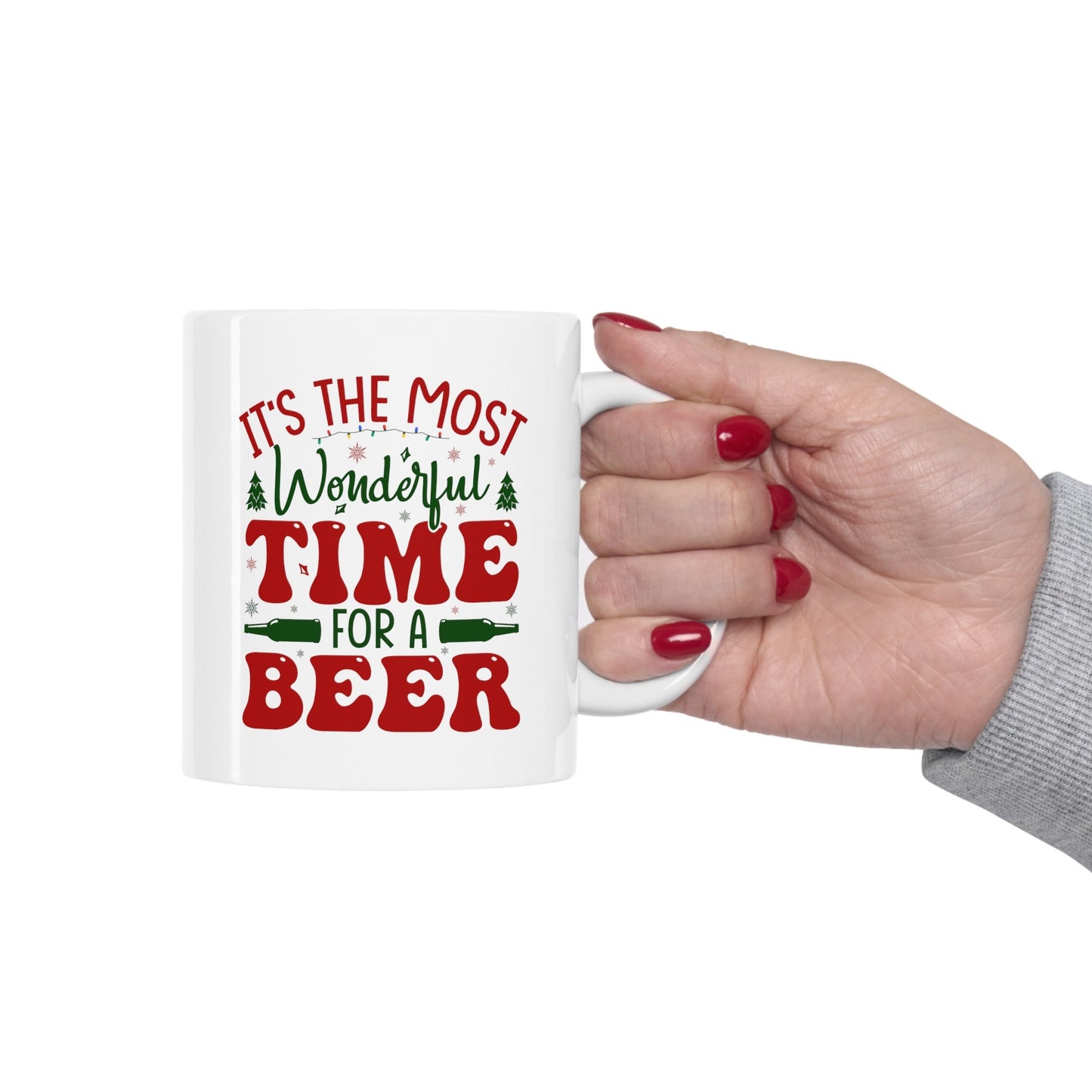 Time for A Beer Christmas Mug, Perfect Holiday Cheer Coffee Mug, Gift Mug for Christmas Spirit, Cute Christmas mugs for Family and friends
