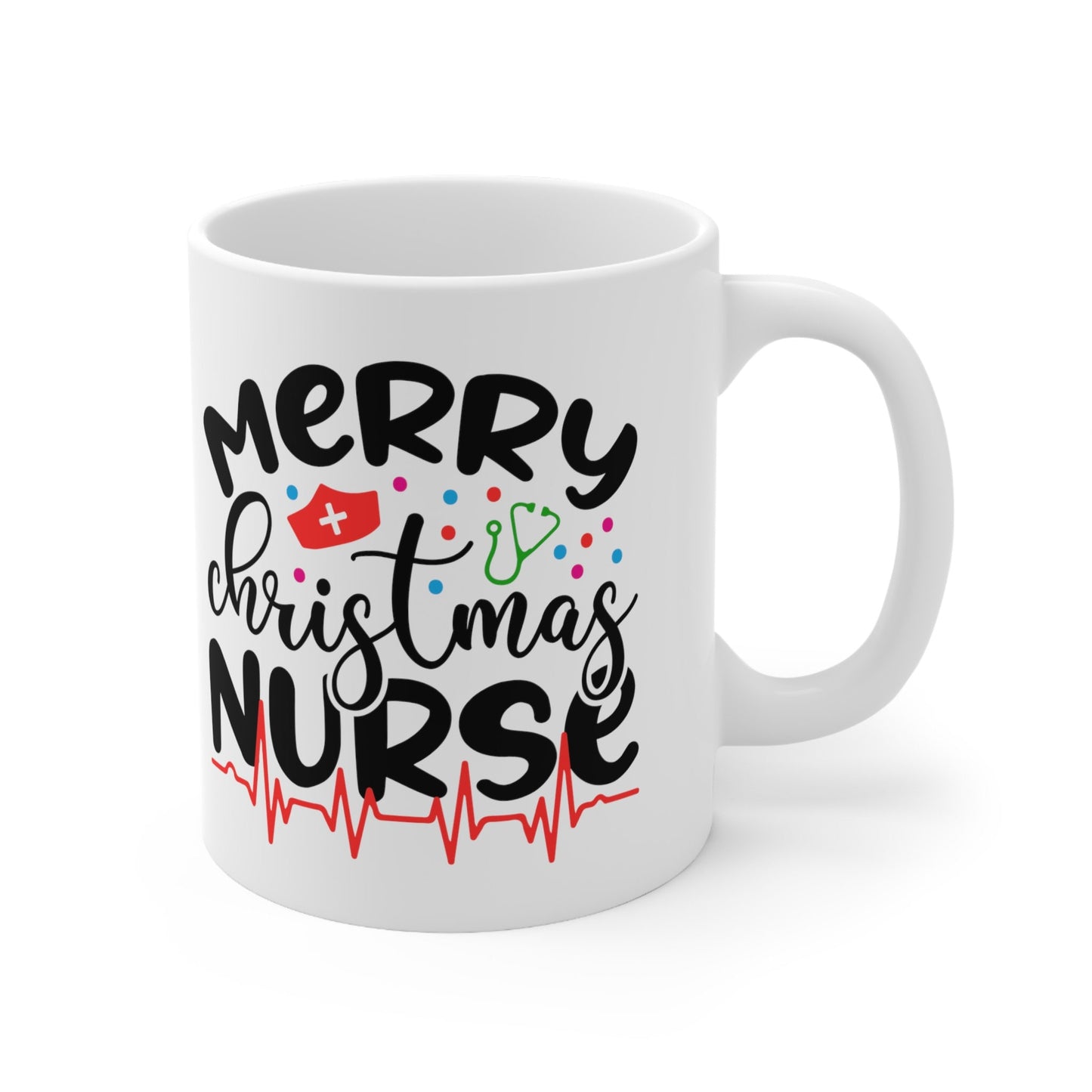 Merry Christmas Nurse Christmas Mug, Perfect Holiday Cheer Coffee Mug, Gift Mug for Christmas Spirit, Cute X-Mas mug for Family and friends