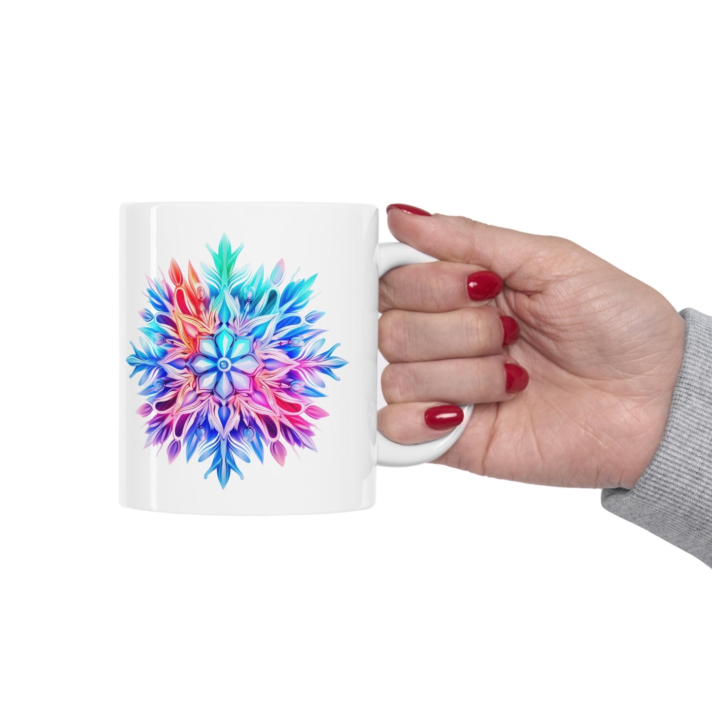 Rainbow Snowflake Christmas Mug, Perfect Holiday Cheer Coffee Mug, Gift Mug for Christmas Spirit, Cute Christmas mugs for Family and friends