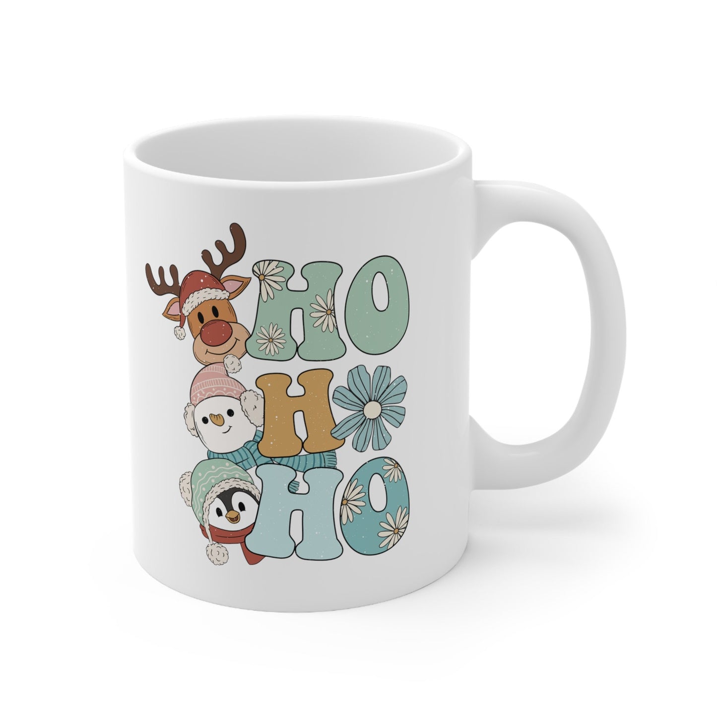 Ho Ho Ho Cute Animals Christmas Mug, Perfect Holiday Cheer Coffee Mug, Gift Mug for Christmas Spirit, Cute X-Mas mug for Family and friends