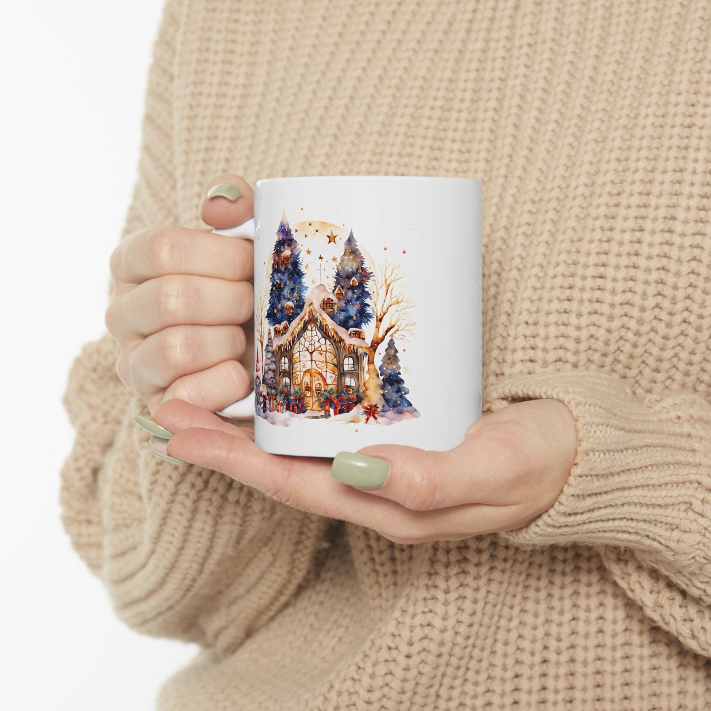 Wonderful Christmas Scenery Mug, Perfect Holiday Cheer Coffee Mug, Gift Mug for Christmas Spirit, Cute X-Mas mug for Family and friends