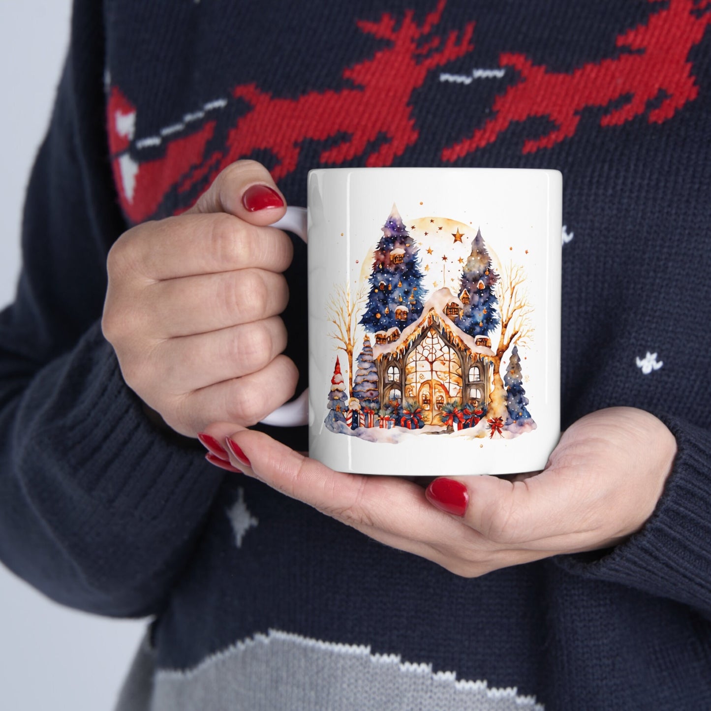 Wonderful Christmas Scenery Mug, Perfect Holiday Cheer Coffee Mug, Gift Mug for Christmas Spirit, Cute X-Mas mug for Family and friends