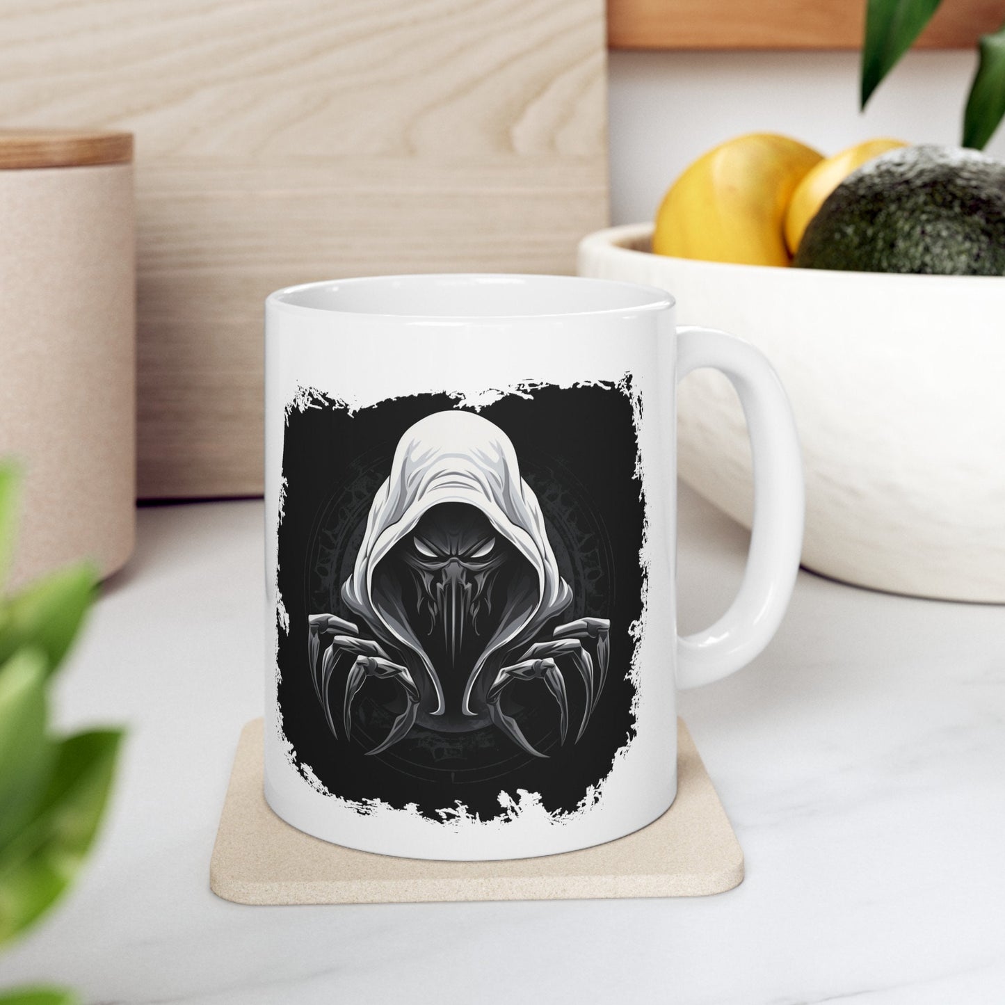 Hooded Scorpion Monster, Scary Creature with Hoodie, Coffee Mug with hooded character, Evil Demon, frightening beast. Horrifying nightmare
