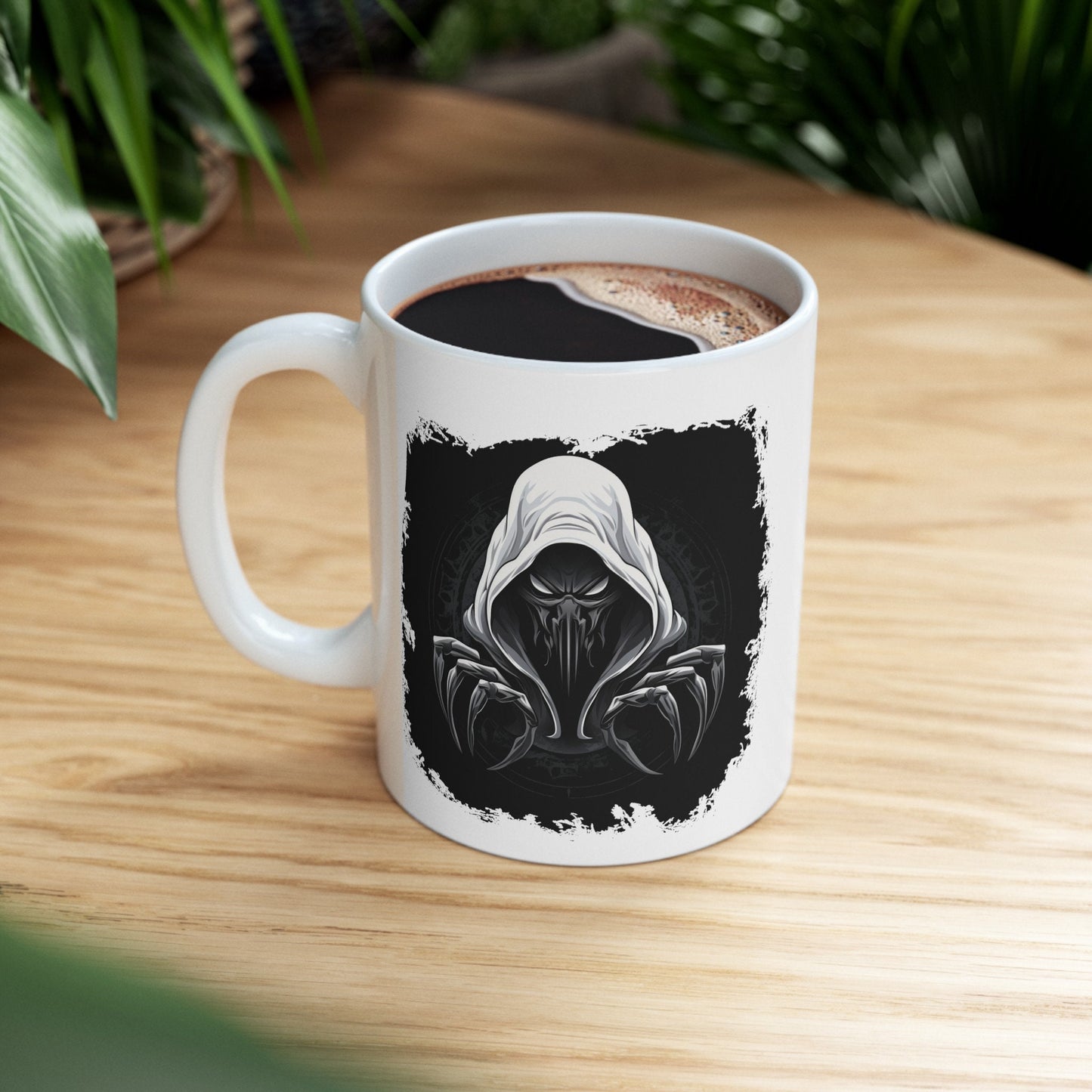 Hooded Scorpion Monster, Scary Creature with Hoodie, Coffee Mug with hooded character, Evil Demon, frightening beast. Horrifying nightmare