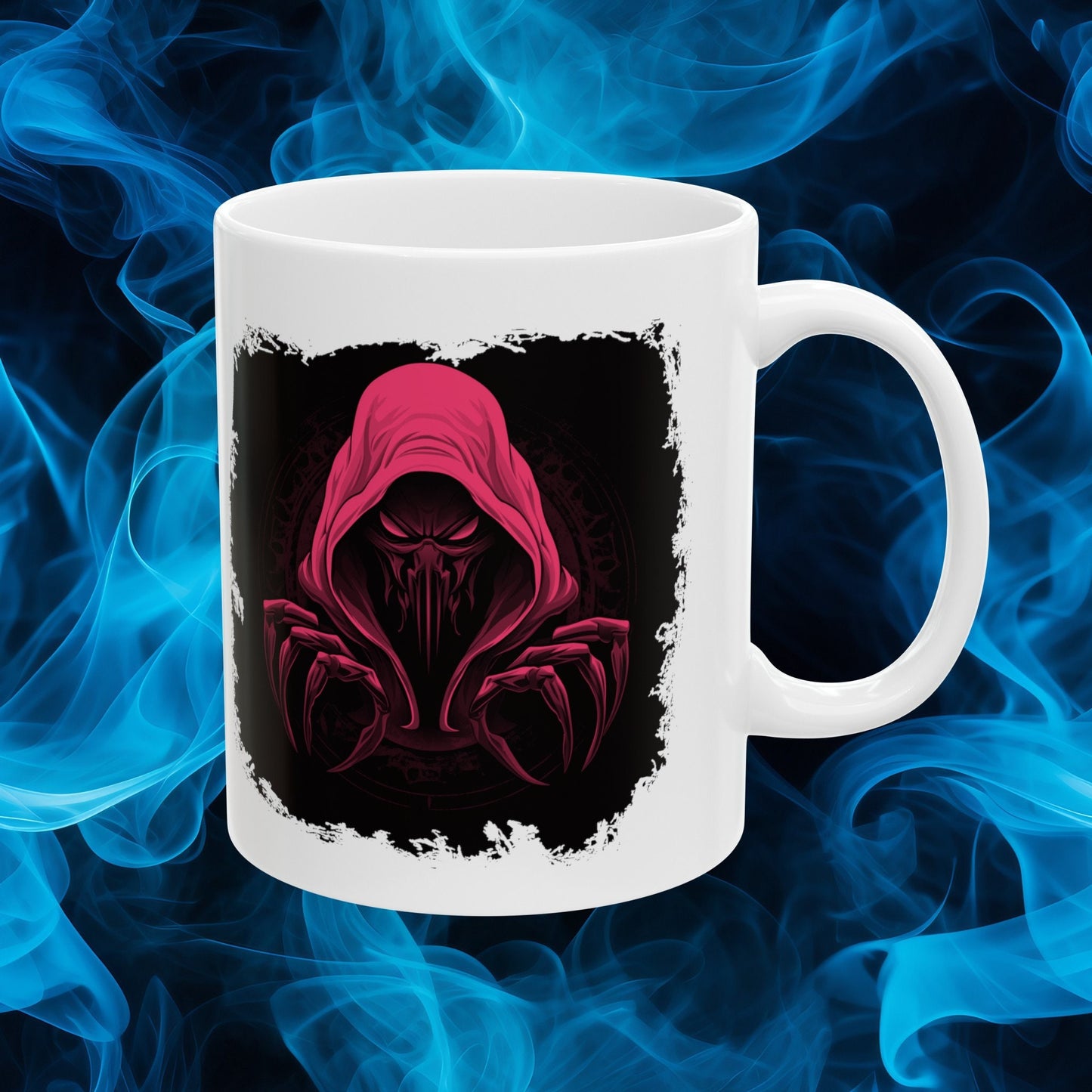 Hooded Scorpion Monster, Scary Creature with Hoodie, Coffee Mug with hooded character, Evil Demon, frightening beast. Horrifying nightmare