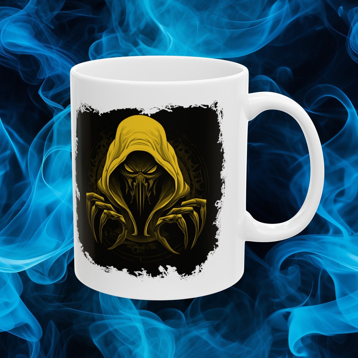 Hooded Scorpion Monster, Scary Creature with Hoodie, Coffee Mug with hooded character, Evil Demon, frightening beast. Horrifying nightmare