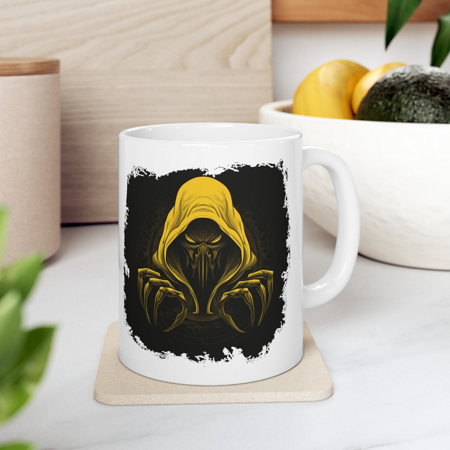 Hooded Scorpion Monster, Scary Creature with Hoodie, Coffee Mug with hooded character, Evil Demon, frightening beast. Horrifying nightmare