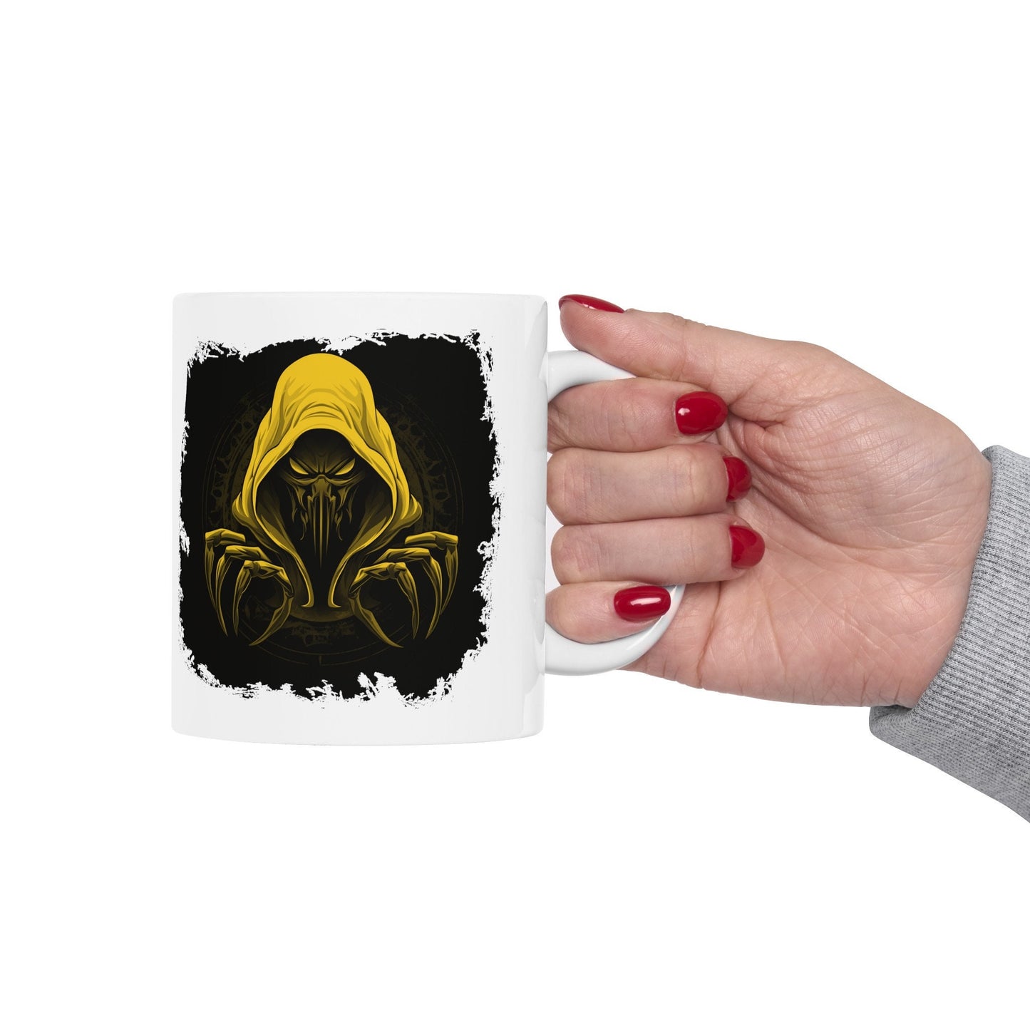 Hooded Scorpion Monster, Scary Creature with Hoodie, Coffee Mug with hooded character, Evil Demon, frightening beast. Horrifying nightmare