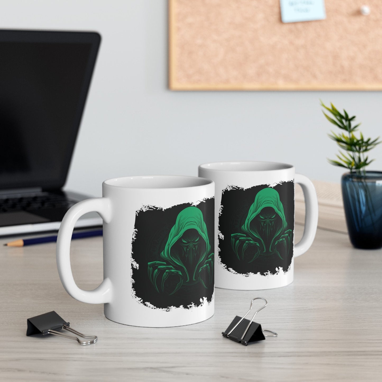 Hooded Scorpion Monster, Scary Creature with Hoodie, Coffee Mug with hooded character, Evil Demon, frightening beast. Horrifying nightmare