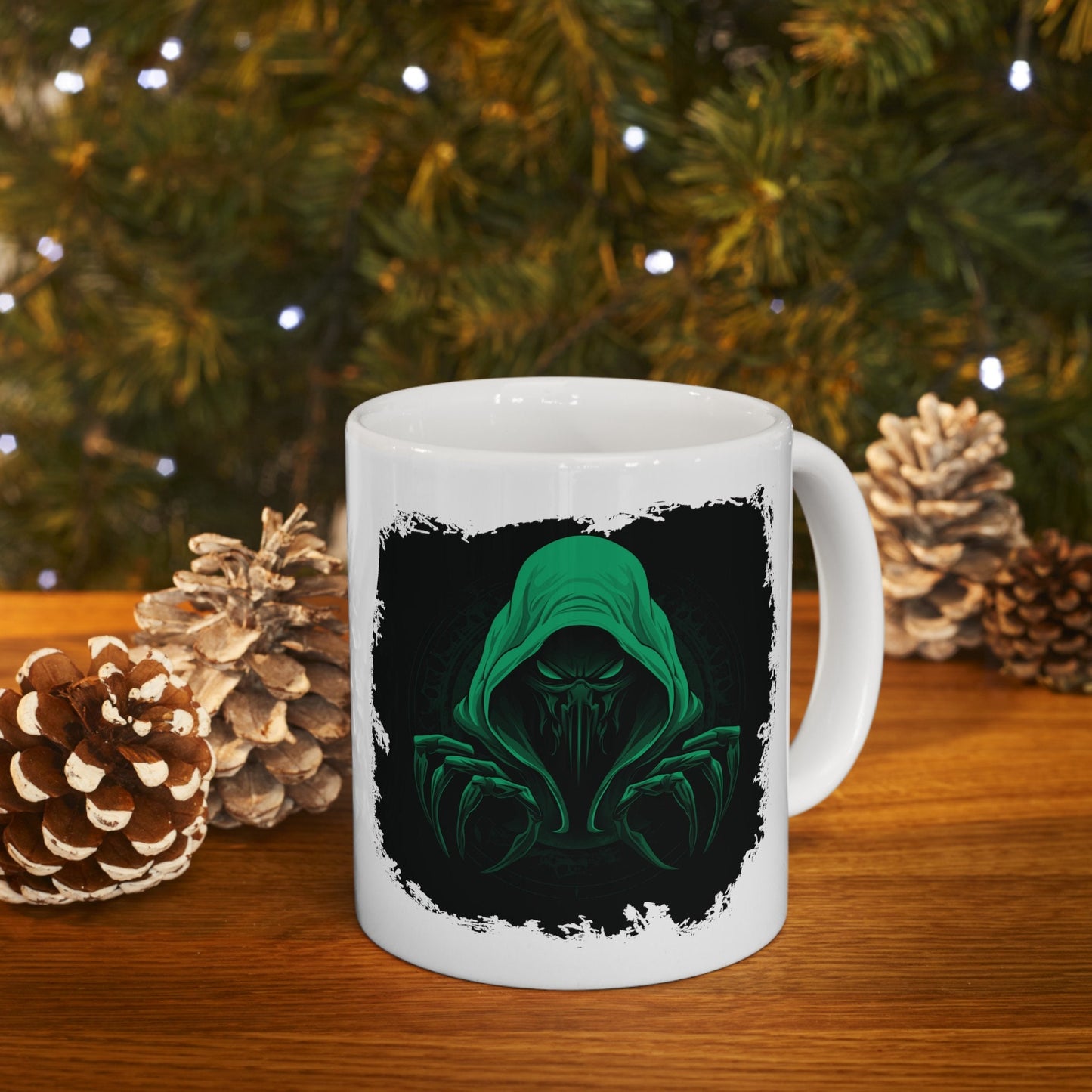 Hooded Scorpion Monster, Scary Creature with Hoodie, Coffee Mug with hooded character, Evil Demon, frightening beast. Horrifying nightmare