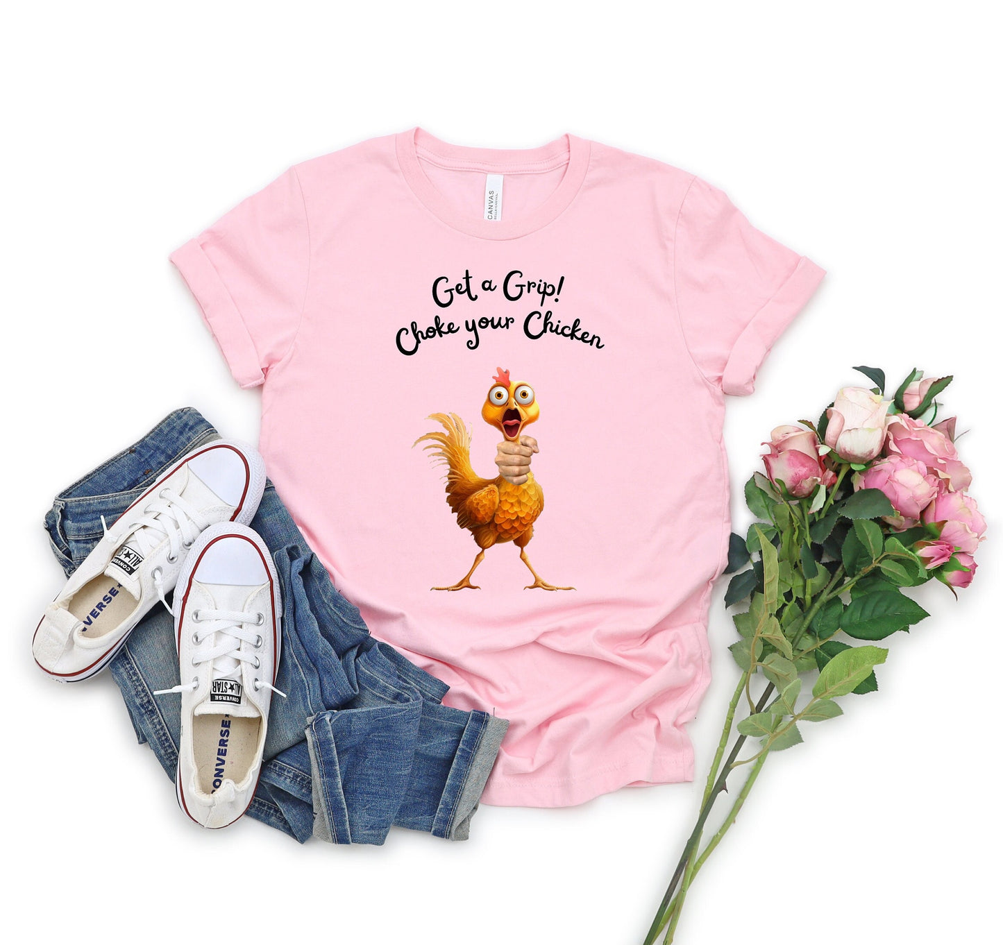 Get a Grip Choke your Chicken shirt, Jerking off T - Shirt, Masturbation Shirt, Funny Sex Tee, Stroke the Salami Shirt