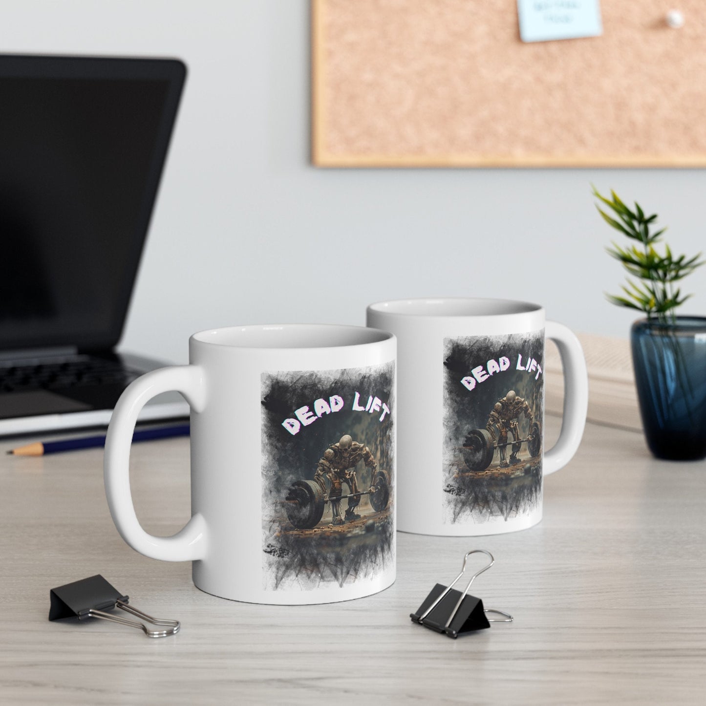 Dead lift Skeleton Body Building Gym Head Mug, Scary Muscle Mug, Horror Weight, lifting Mug, Deadlift Nightmare Mug, Strength Coffee Cup