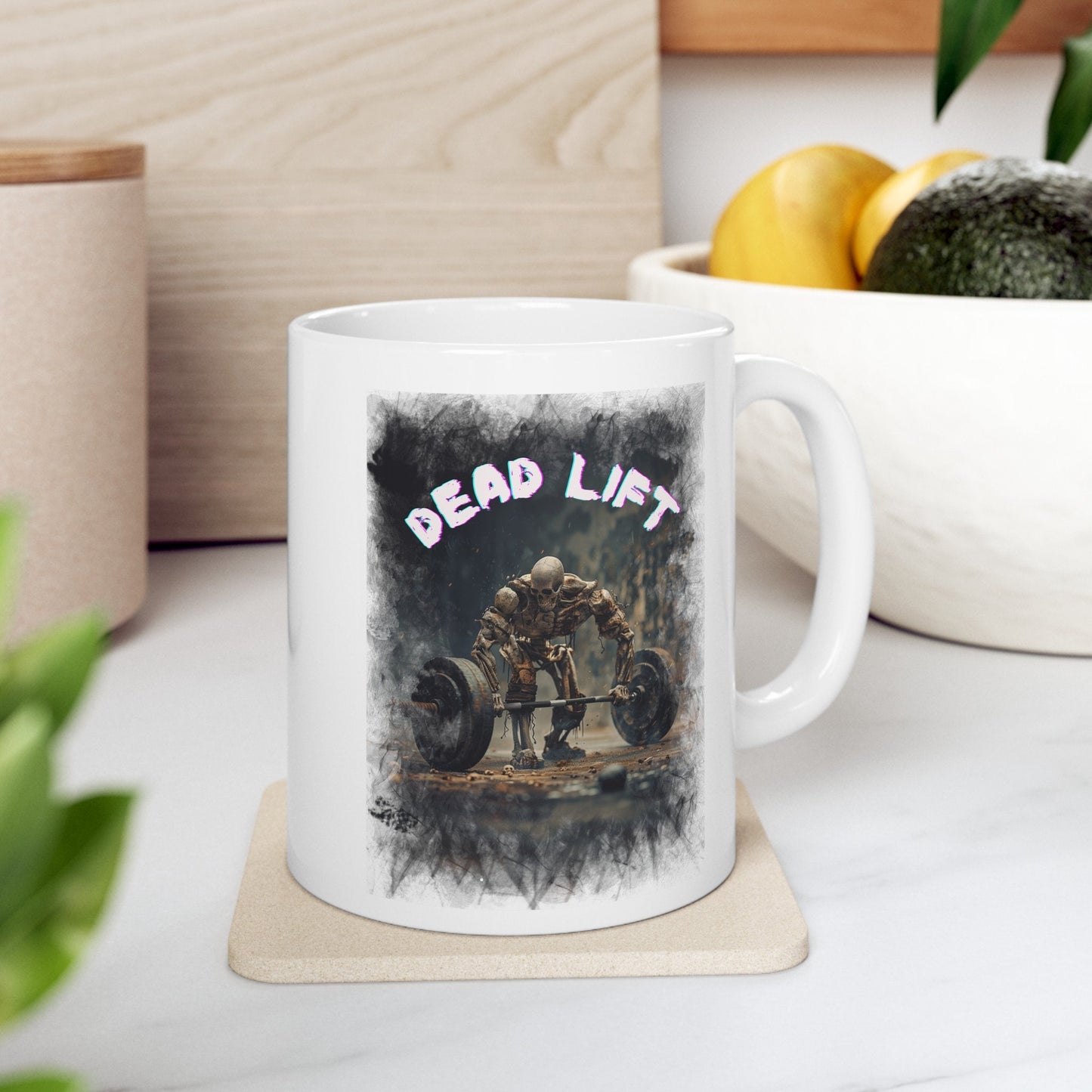 Dead lift Skeleton Body Building Gym Head Mug, Scary Muscle Mug, Horror Weight, lifting Mug, Deadlift Nightmare Mug, Strength Coffee Cup