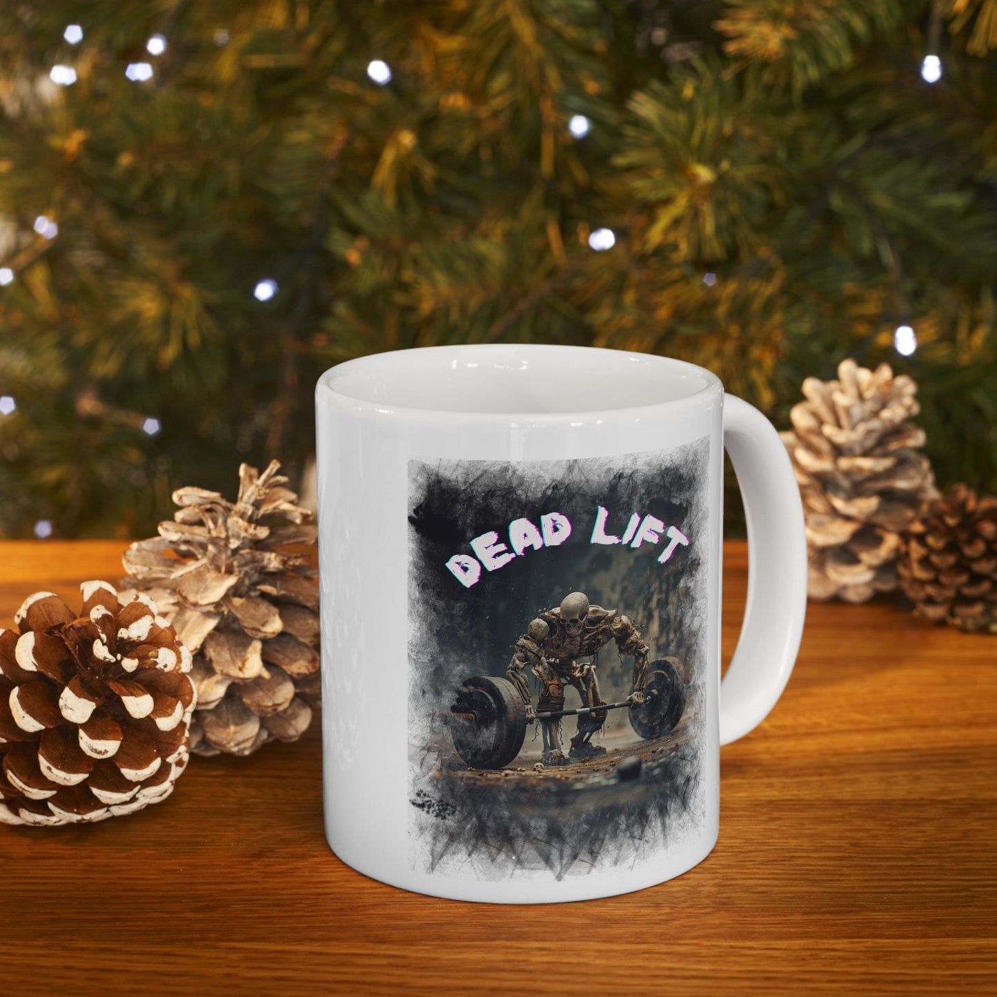 Dead lift Skeleton Body Building Gym Head Mug, Scary Muscle Mug, Horror Weight, lifting Mug, Deadlift Nightmare Mug, Strength Coffee Cup