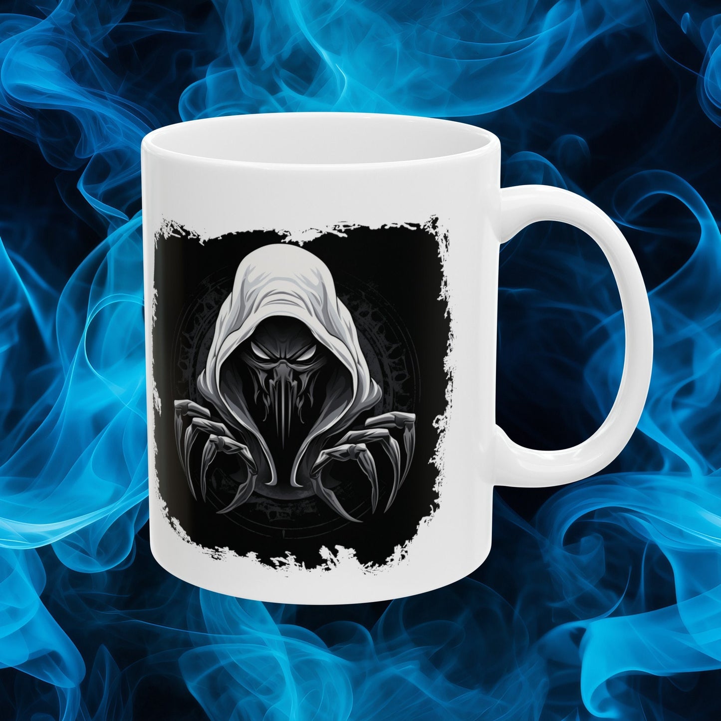 Hooded Scorpion Monster, Scary Creature with Hoodie, Coffee Mug with hooded character, Evil Demon, frightening beast. Horrifying nightmare