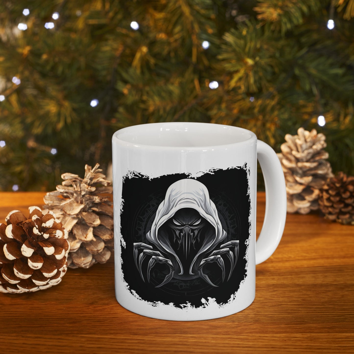 Hooded Scorpion Monster, Scary Creature with Hoodie, Coffee Mug with hooded character, Evil Demon, frightening beast. Horrifying nightmare