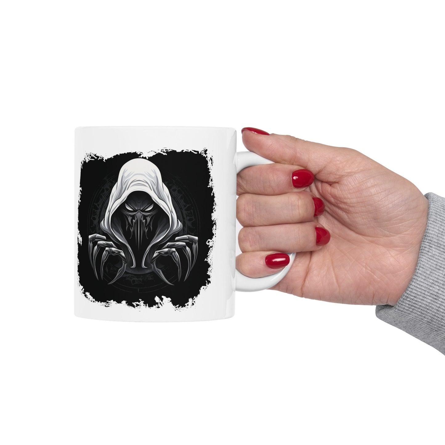 Hooded Scorpion Monster, Scary Creature with Hoodie, Coffee Mug with hooded character, Evil Demon, frightening beast. Horrifying nightmare