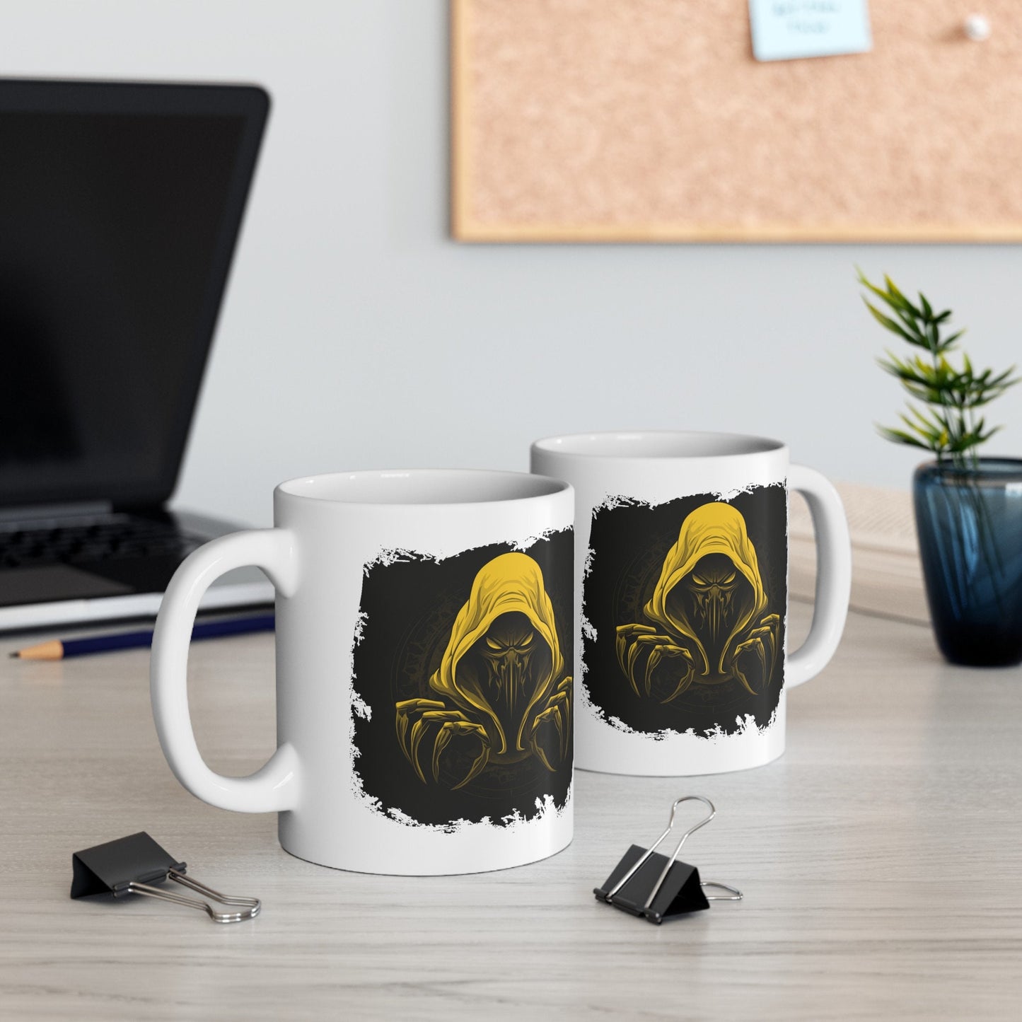 Hooded Scorpion Monster, Scary Creature with Hoodie, Coffee Mug with hooded character, Evil Demon, frightening beast. Horrifying nightmare