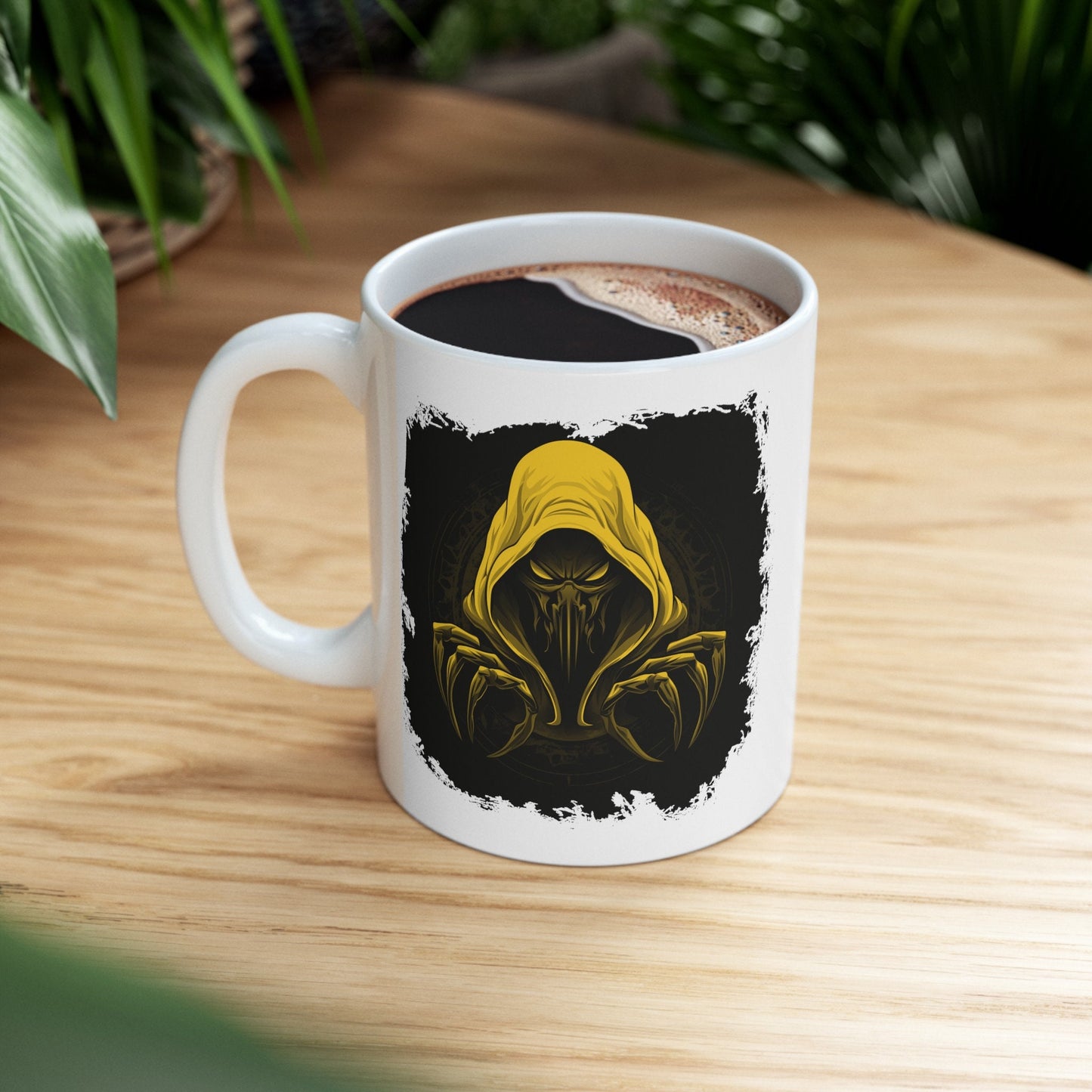 Hooded Scorpion Monster, Scary Creature with Hoodie, Coffee Mug with hooded character, Evil Demon, frightening beast. Horrifying nightmare