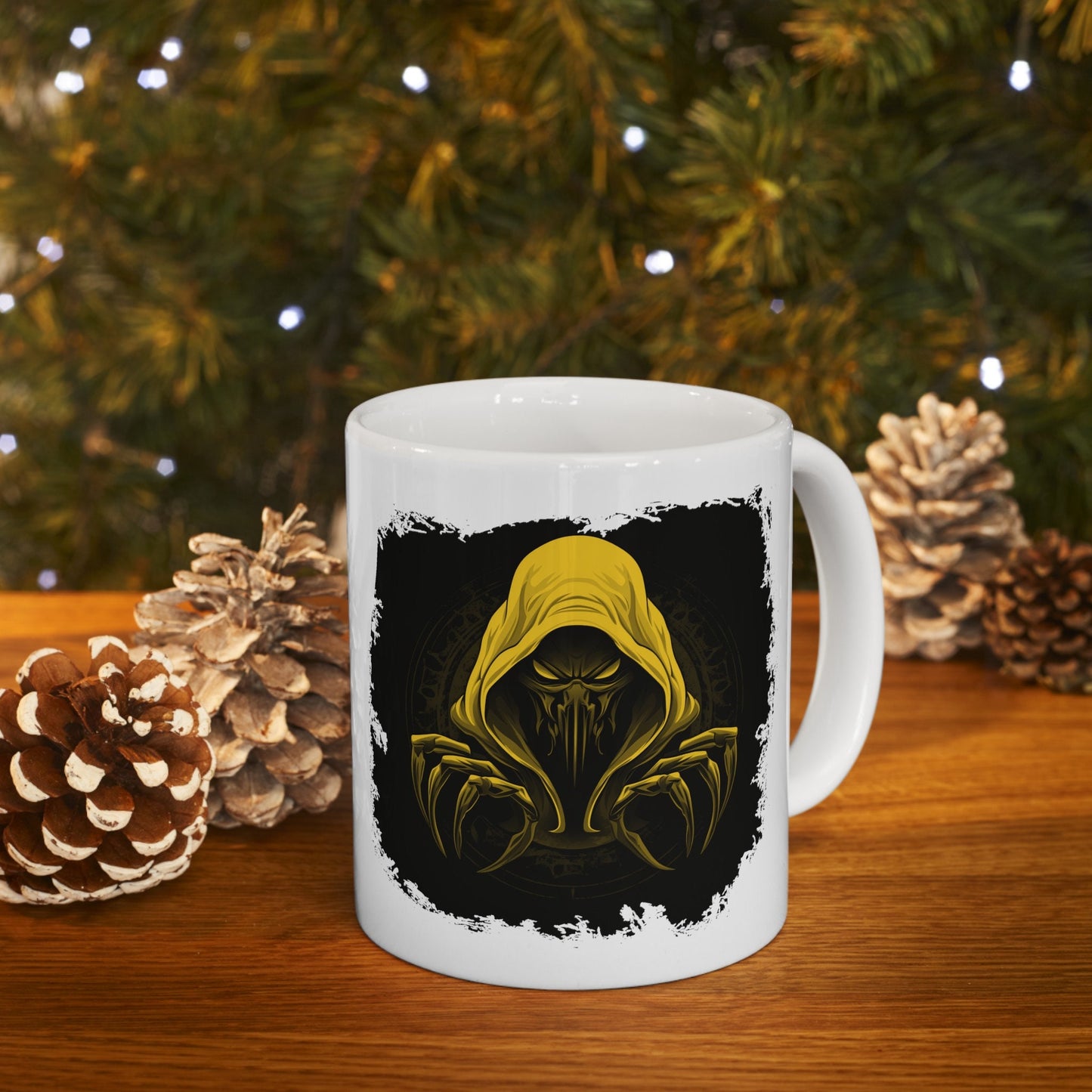 Hooded Scorpion Monster, Scary Creature with Hoodie, Coffee Mug with hooded character, Evil Demon, frightening beast. Horrifying nightmare