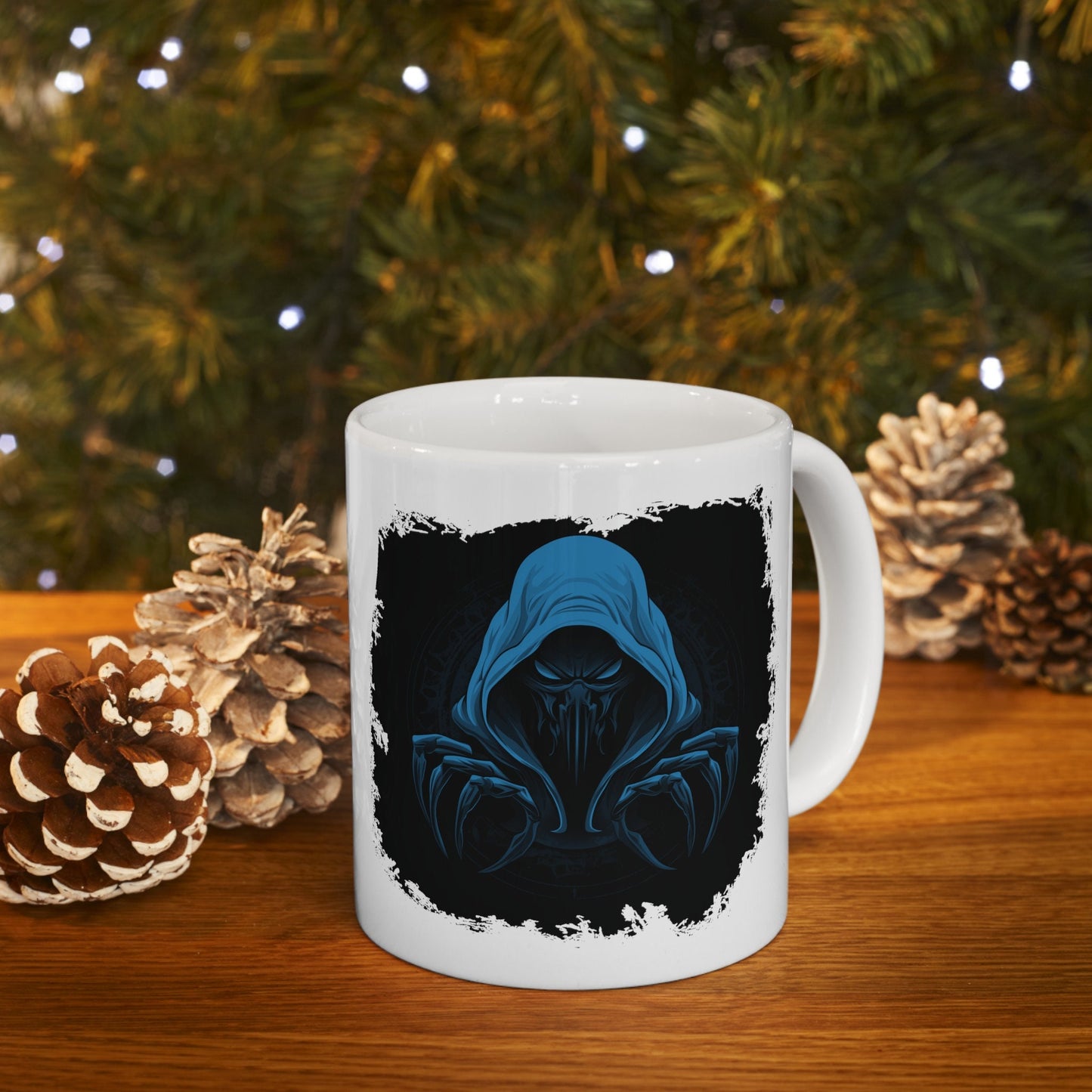 Hooded Scorpion Monster, Scary Creature with Hoodie, Coffee Mug with hooded character, Evil Demon, frightening beast. Horrifying nightmare