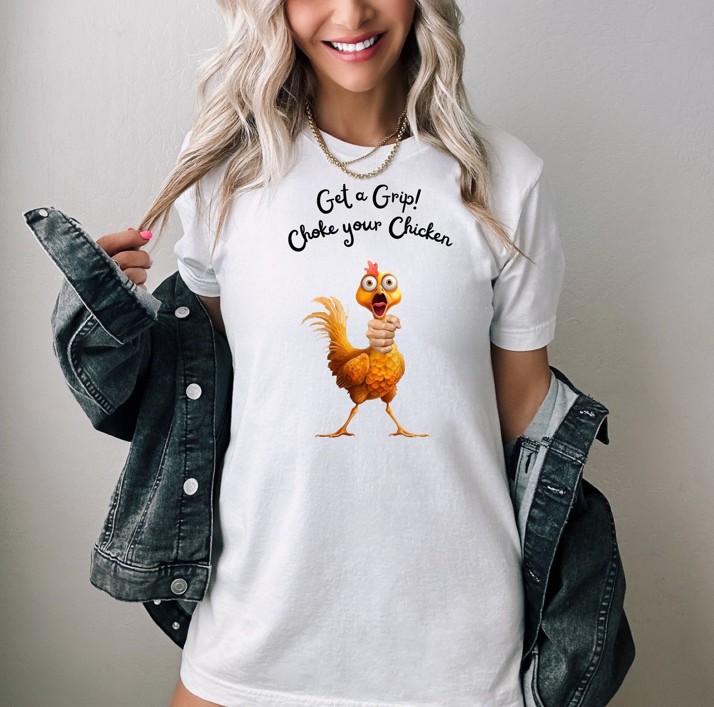 Get a Grip Choke your Chicken shirt, Jerking off T - Shirt, Masturbation Shirt, Funny Sex Tee, Stroke the Salami Shirt