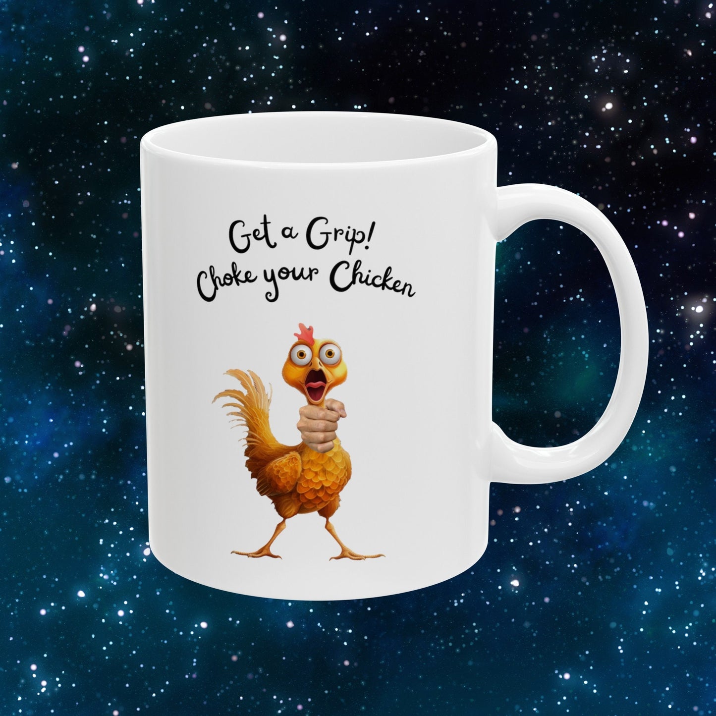 Get a Grip Choke your Chicken Mug, Jerking off Coffe mug, Masturbation Mug, Funny Sex Cup, Stroke the Salami Mug