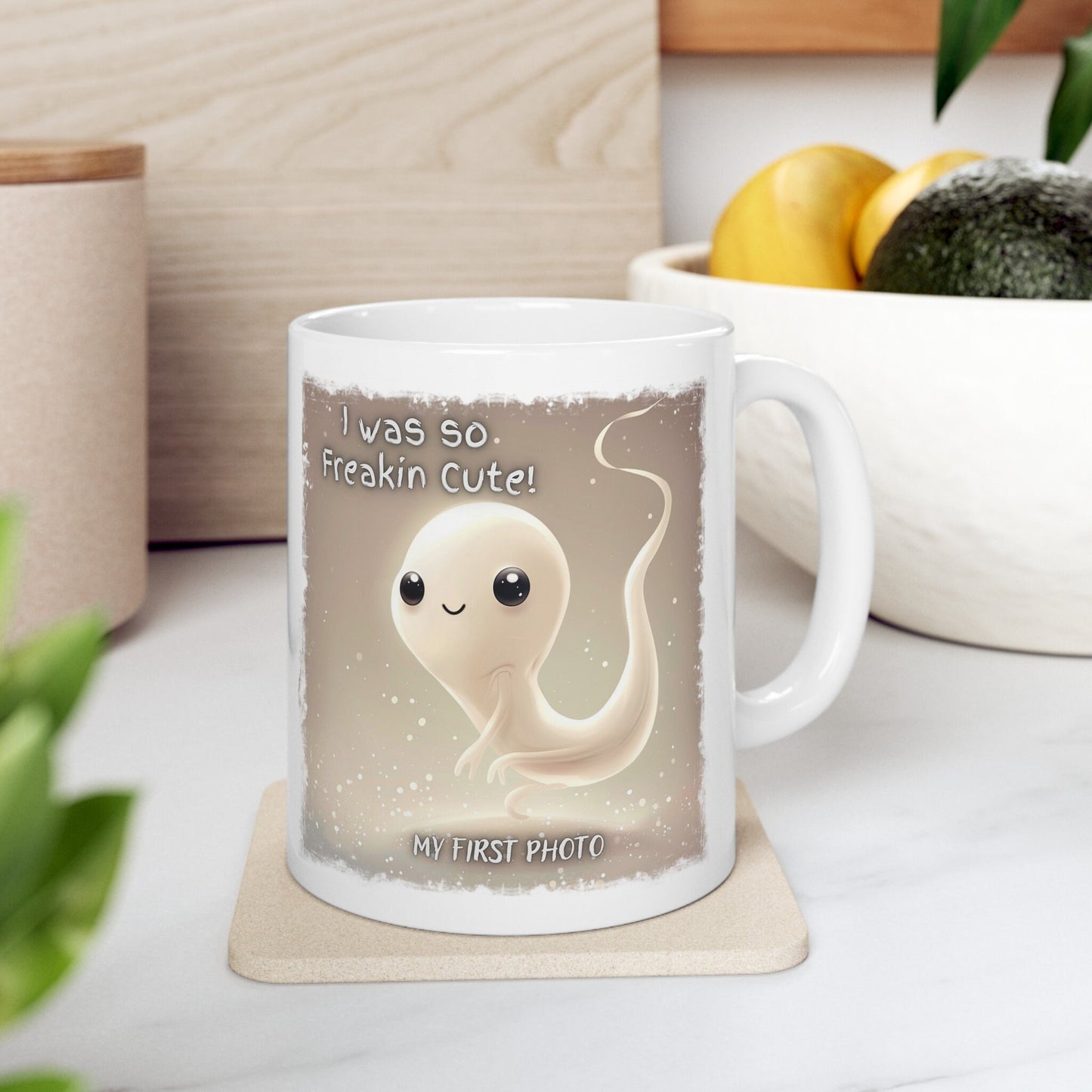 I was so Freakin Cute Sperm Coffee, My First Photo Sperm Cup, Super Cute Sperm Mug, Adorable Sperm baby picture Mug