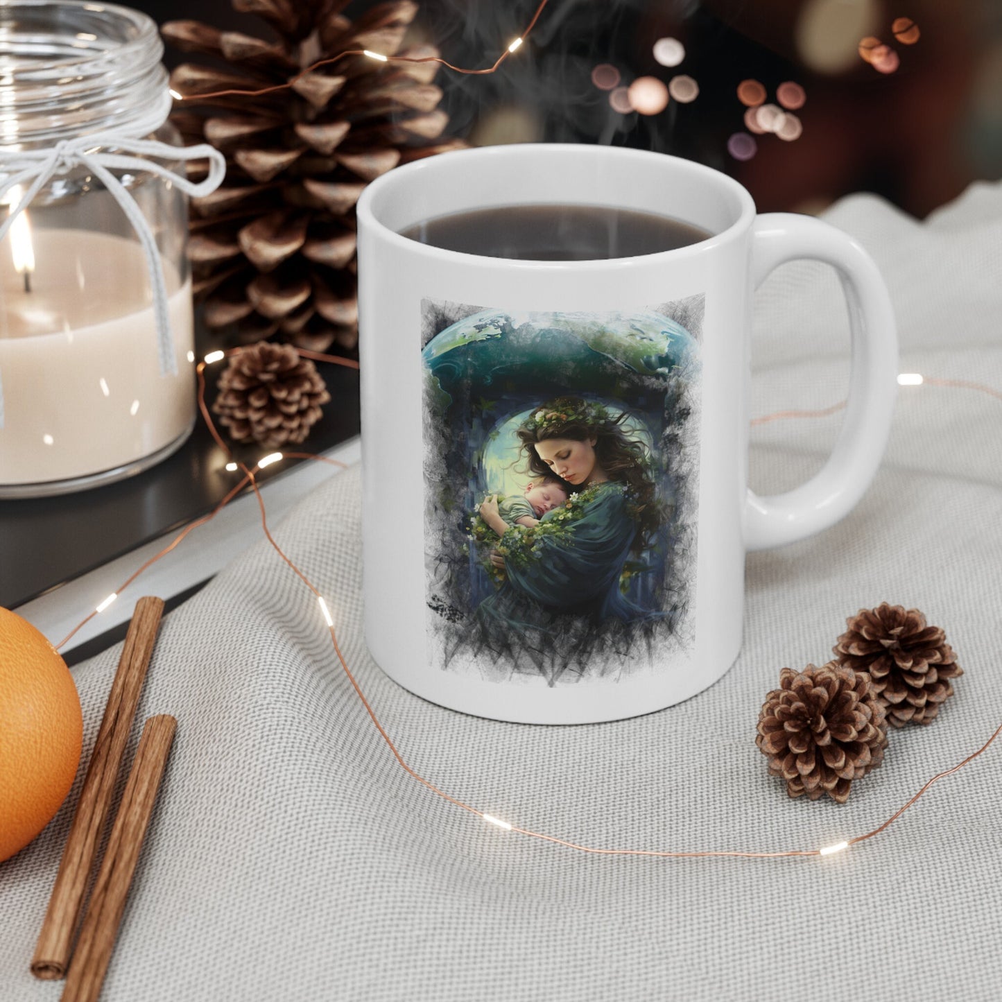 Mother of Earth Mug, Celebration of women and earth mug, Beautiful mug for going green, Great gift mug for family and friends