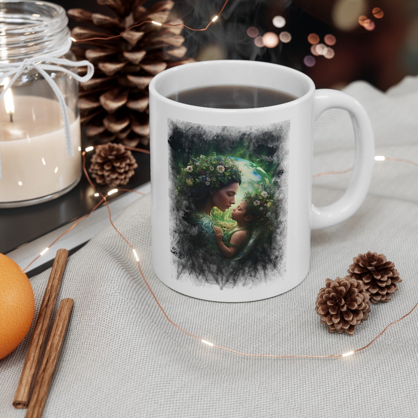 Mother of Earth Mug, Celebration of women and earth mug, Beautiful mug for going green, Great gift mug for family and friends