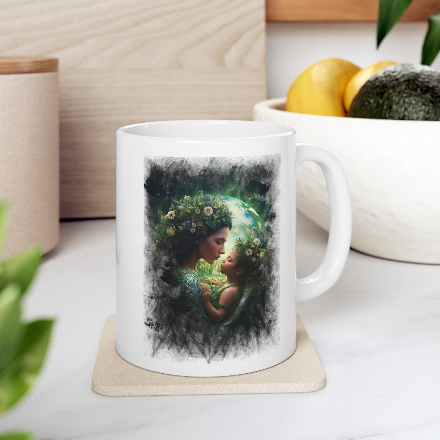 Mother of Earth Mug, Celebration of women and earth mug, Beautiful mug for going green, Great gift mug for family and friends