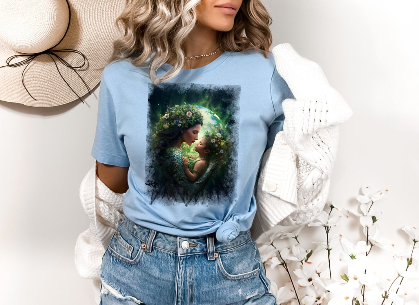 Mother Earth Shirt, Celebration of women and earth Tee, Beautiful Graphic Tee for going green, Great gift Shirt for family and friends