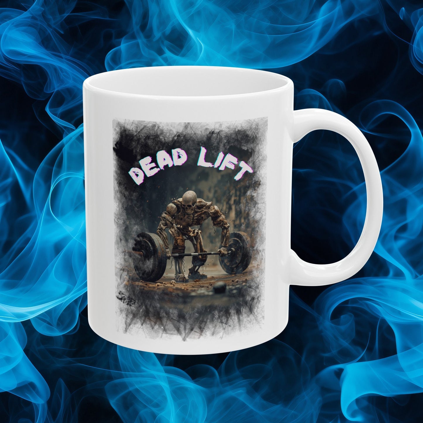 Dead lift Skeleton Body Building Gym Head Mug, Scary Muscle Mug, Horror Weight, lifting Mug, Deadlift Nightmare Mug, Strength Coffee Cup