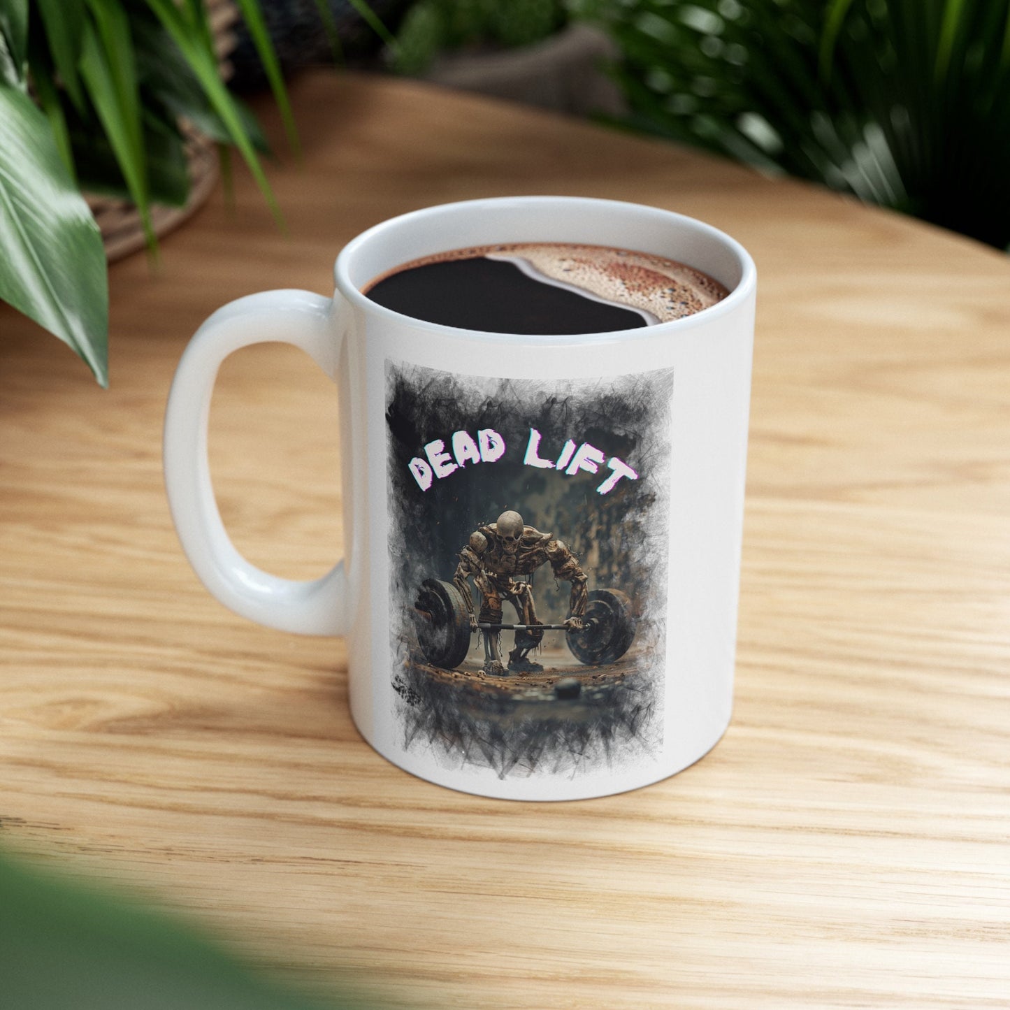 Dead lift Skeleton Body Building Gym Head Mug, Scary Muscle Mug, Horror Weight, lifting Mug, Deadlift Nightmare Mug, Strength Coffee Cup
