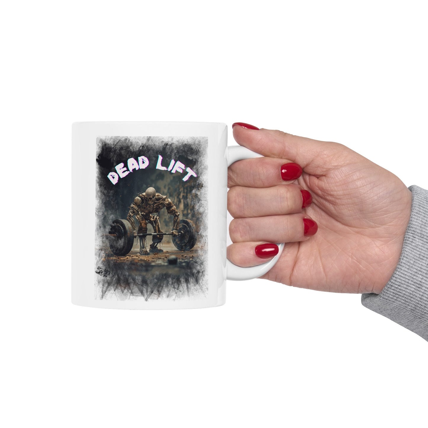 Dead lift Skeleton Body Building Gym Head Mug, Scary Muscle Mug, Horror Weight, lifting Mug, Deadlift Nightmare Mug, Strength Coffee Cup
