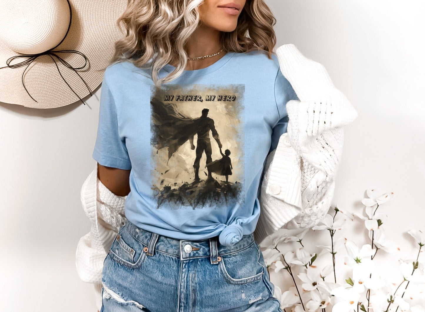My Father My Hero Shirt for Dad, Gift Tee to show your father how much he means to you, My Father is my role model shirt, Fathers Day Shirt