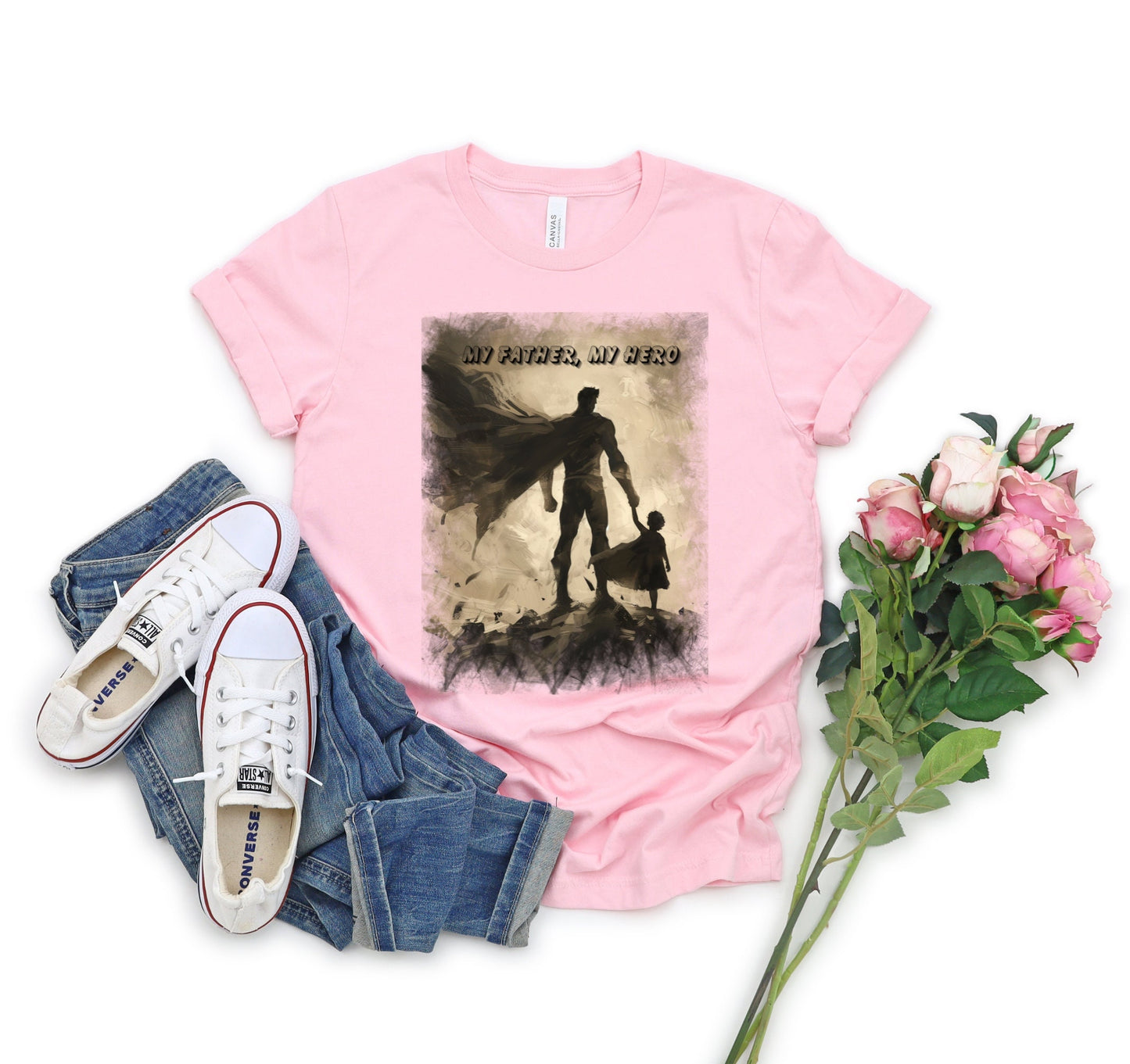 My Father My Hero Shirt for Dad, Gift Tee to show your father how much he means to you, My Father is my role model shirt, Fathers Day Shirt