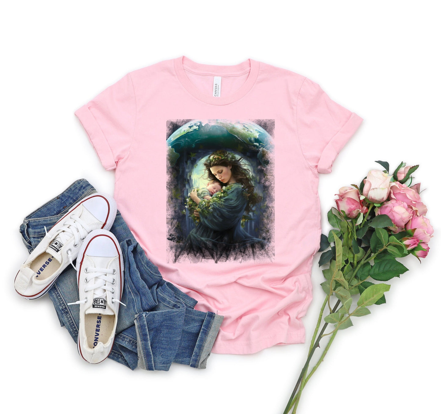 Mother Earth Shirt, Celebration of women and earth Tee, Beautiful Graphic Tee for going green, Great gift Shirt for family and friends
