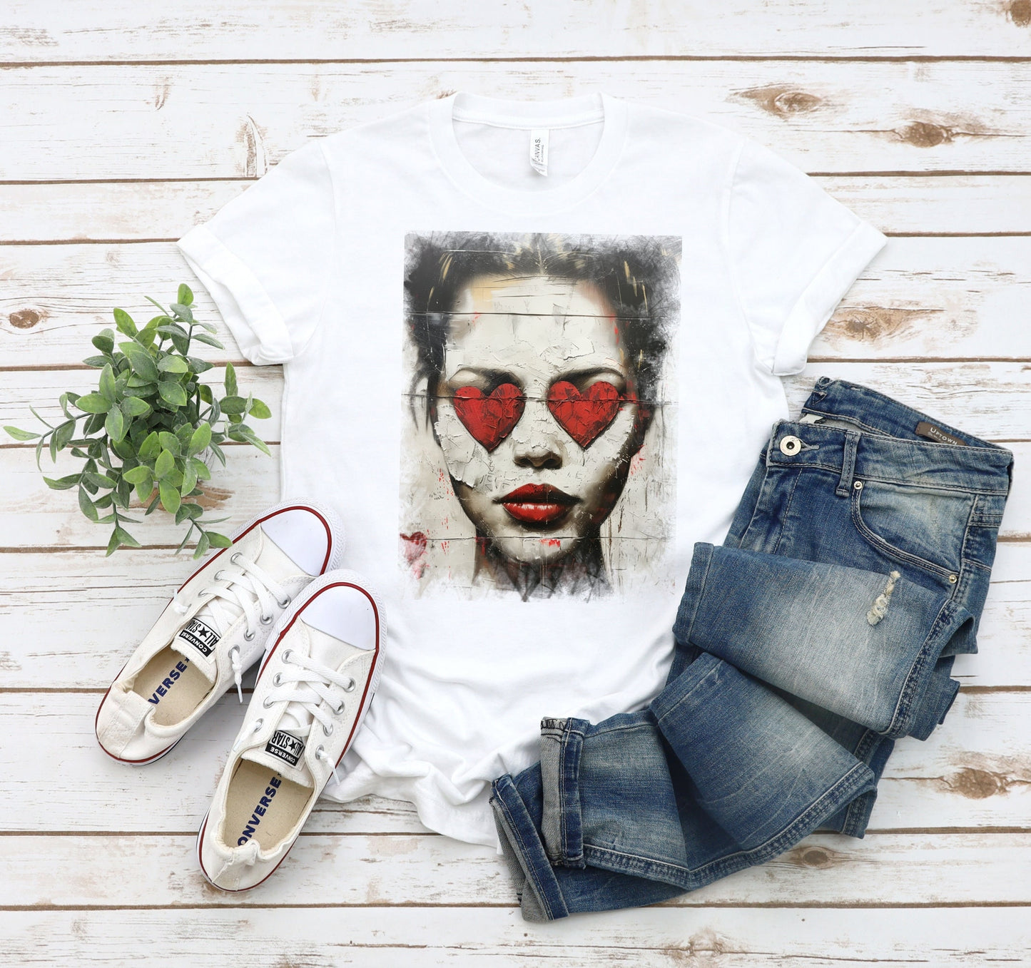Love can make you Blind Heart eyes girl T - Shirt, Woman with hearts on her eyes shirt, Love hurts broken girl tee, you cannot see past Love