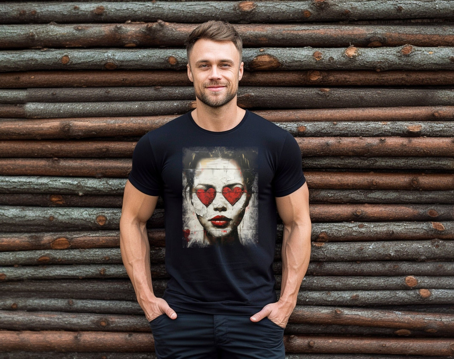 Love can make you Blind Heart eyes girl T - Shirt, Woman with hearts on her eyes shirt, Love hurts broken girl tee, you cannot see past Love