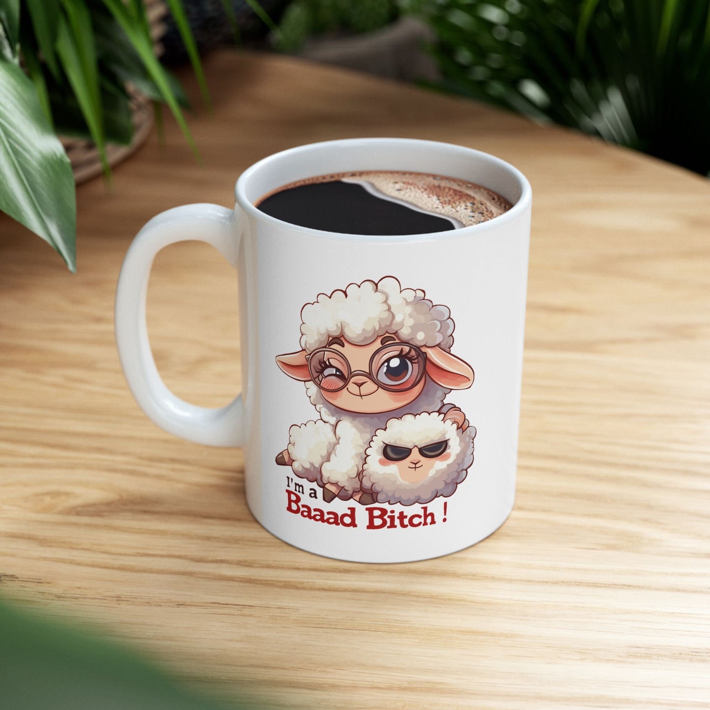 I'm A Baaad Bitch Funny Sheep Coffee Mug, Women's Humorous Farm Animal Mug, Cute Sheep Lover Gift, Sarcastic Novelty Drinkware