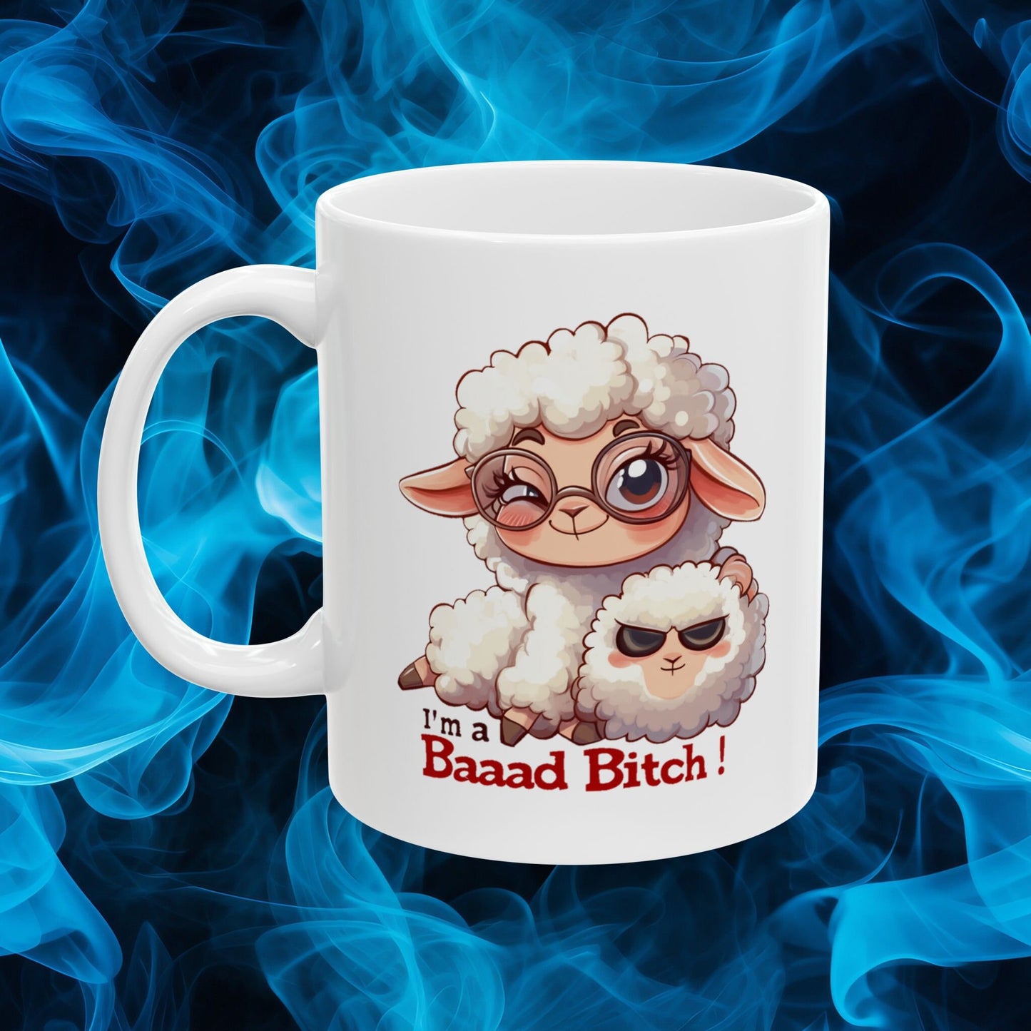I'm A Baaad Bitch Funny Sheep Coffee Mug, Women's Humorous Farm Animal Mug, Cute Sheep Lover Gift, Sarcastic Novelty Drinkware