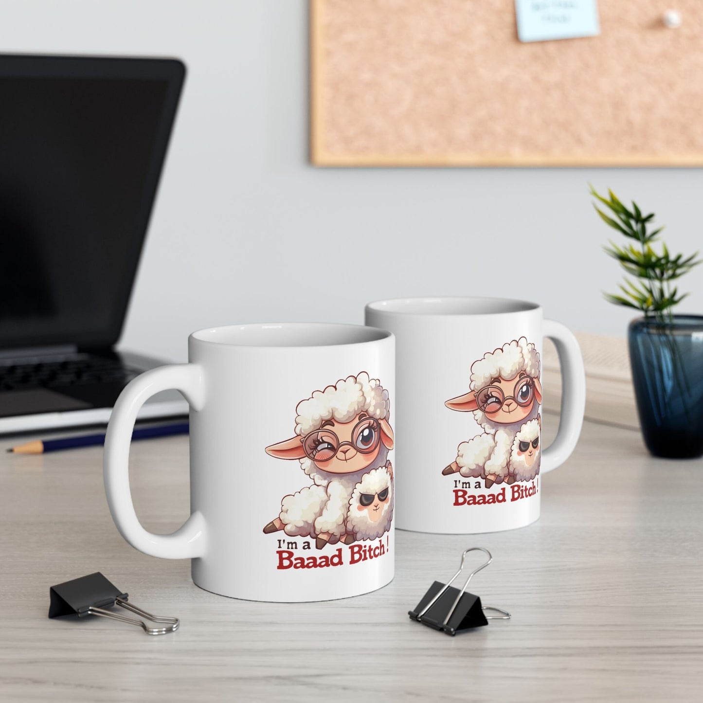 I'm A Baaad Bitch Funny Sheep Coffee Mug, Women's Humorous Farm Animal Mug, Cute Sheep Lover Gift, Sarcastic Novelty Drinkware