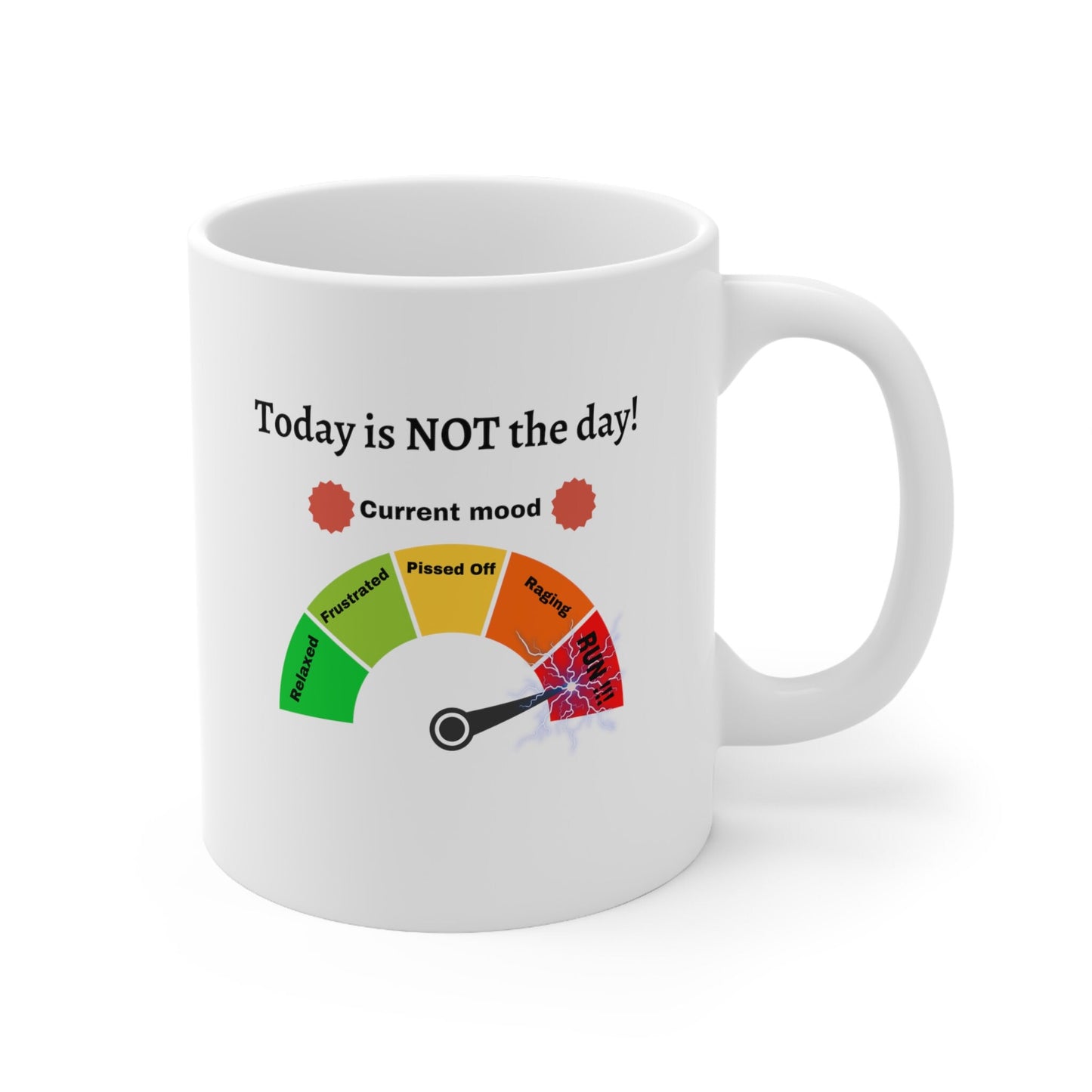 Today is not the day coffee mug, not today mood meter coffee mug, Anger meter coffee mug, not today run coffee mug, Funniest mood saying mug