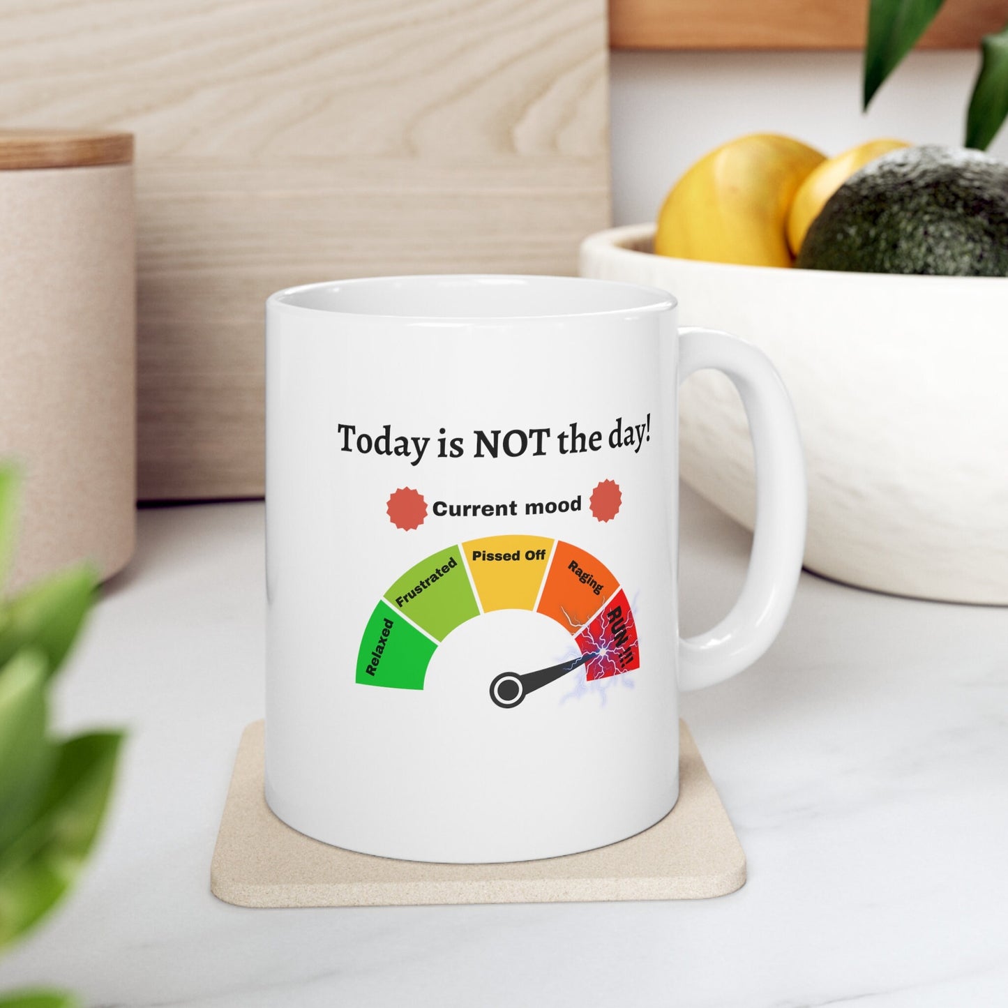 Today is not the day coffee mug, not today mood meter coffee mug, Anger meter coffee mug, not today run coffee mug, Funniest mood saying mug