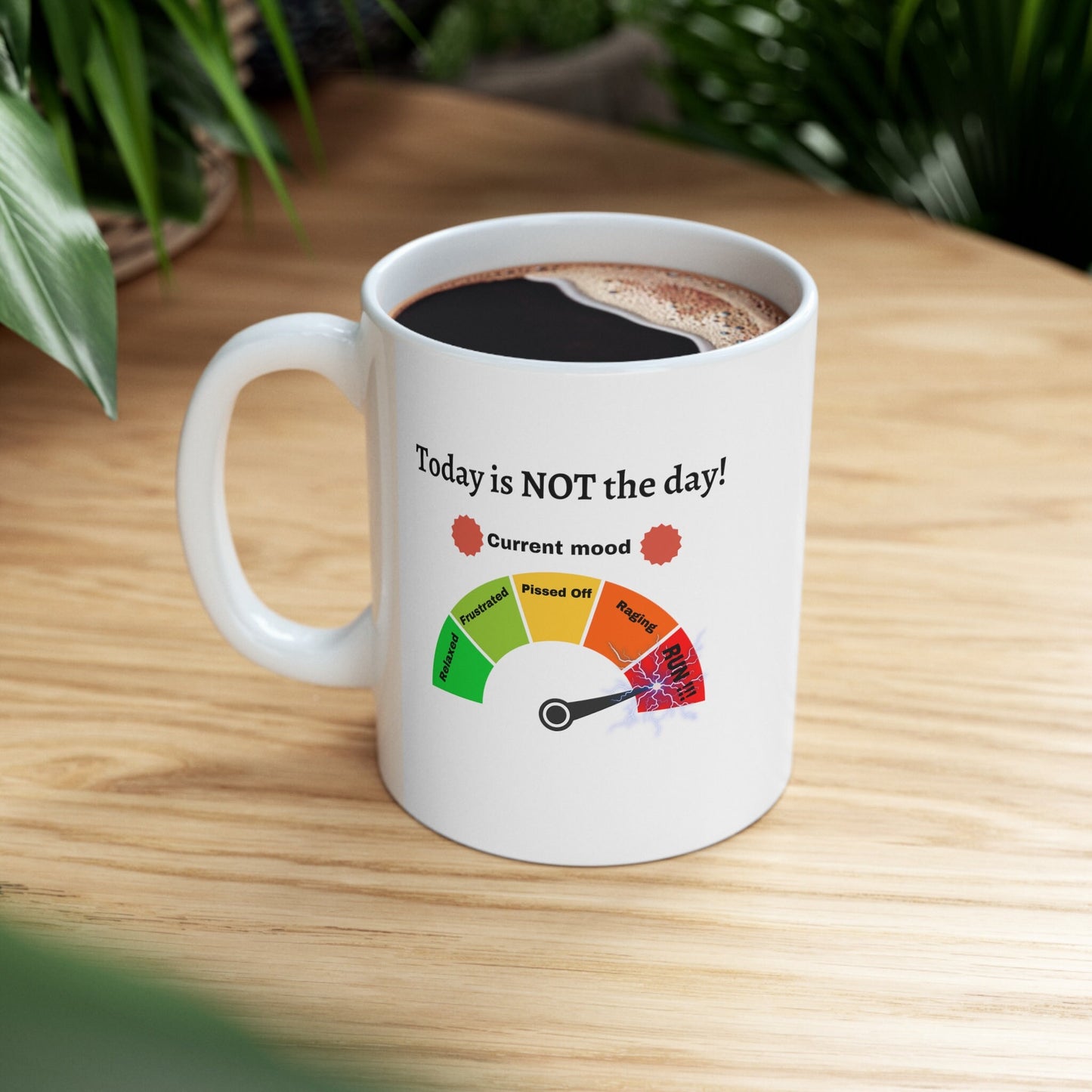 Today is not the day coffee mug, not today mood meter coffee mug, Anger meter coffee mug, not today run coffee mug, Funniest mood saying mug