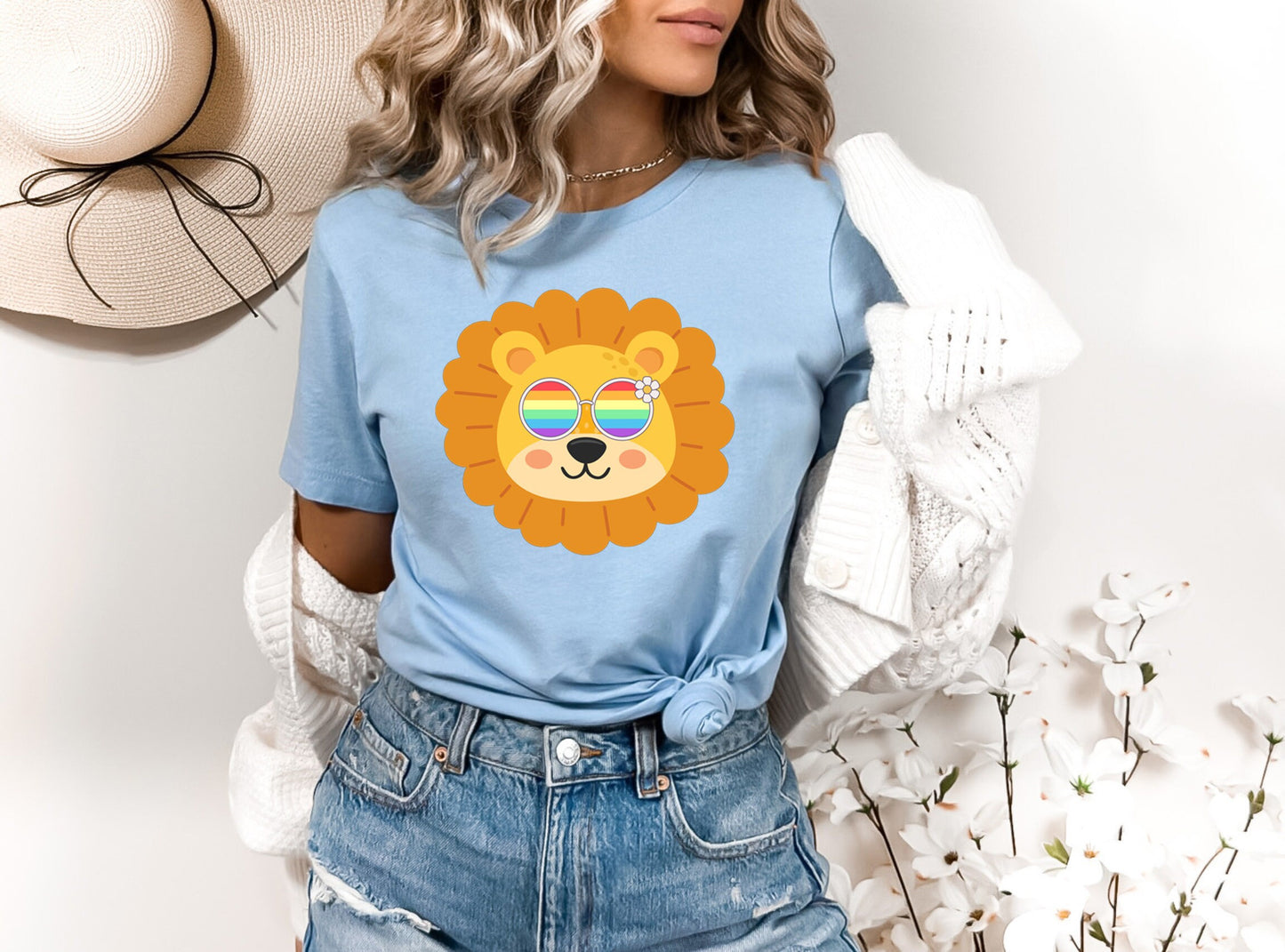 Super cute lion with rainbow glasses shirt, Rainbow glasses on an adorable lion, precious lion showing off pride. Beautiful pride lion