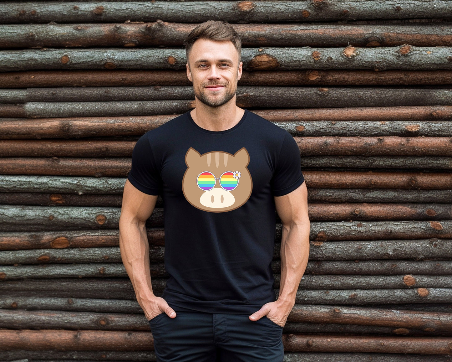 Super cute hog with rainbow glasses shirt, Rainbow glasses on an adorable hog, precious hog showing off pride. Beautiful pride hog