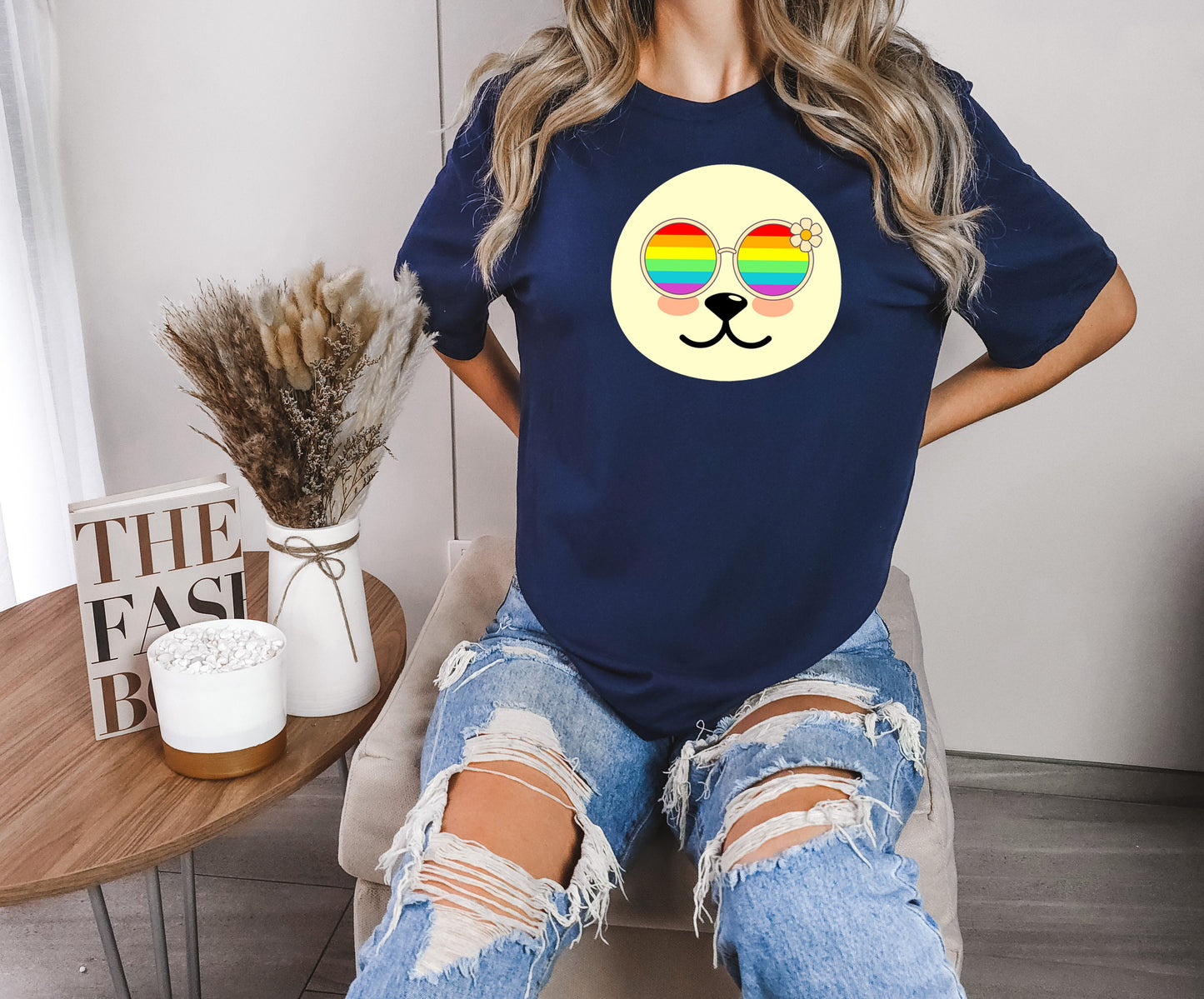 Super cute Seal with rainbow glasses shirt, Rainbow glasses on an adorable Seal, precious Seal showing off pride. Beautiful pride Seal